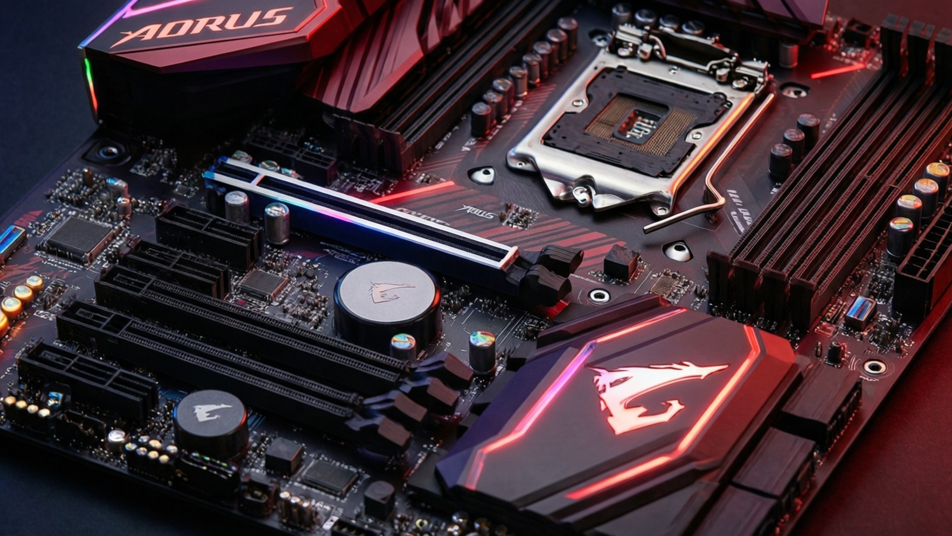 Aorus, motherboard, RGB lighting, Full HD Desktop Wallpaper