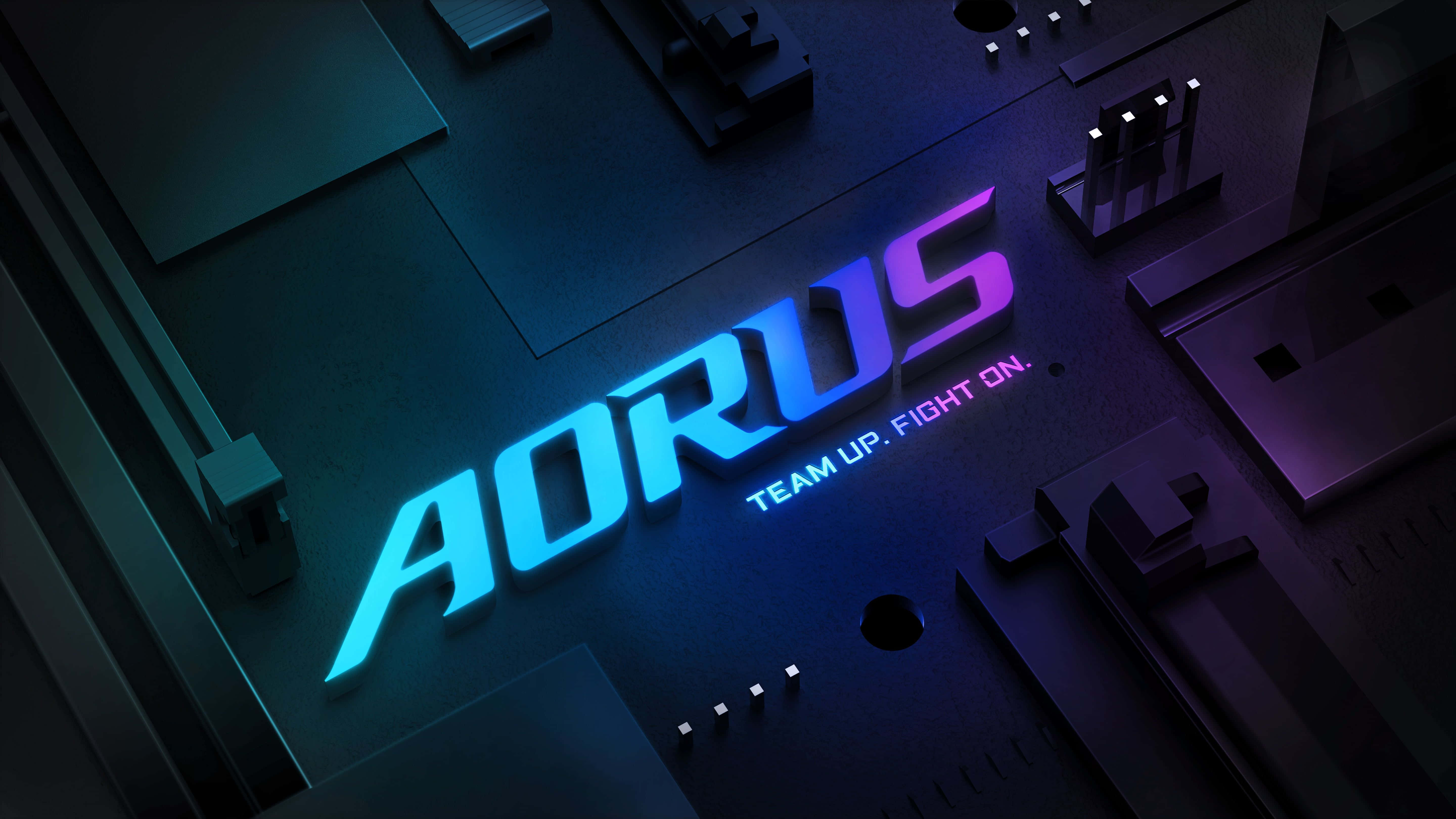 Aorus, Aorus logo, vibrant blue, 5K Desktop Wallpaper