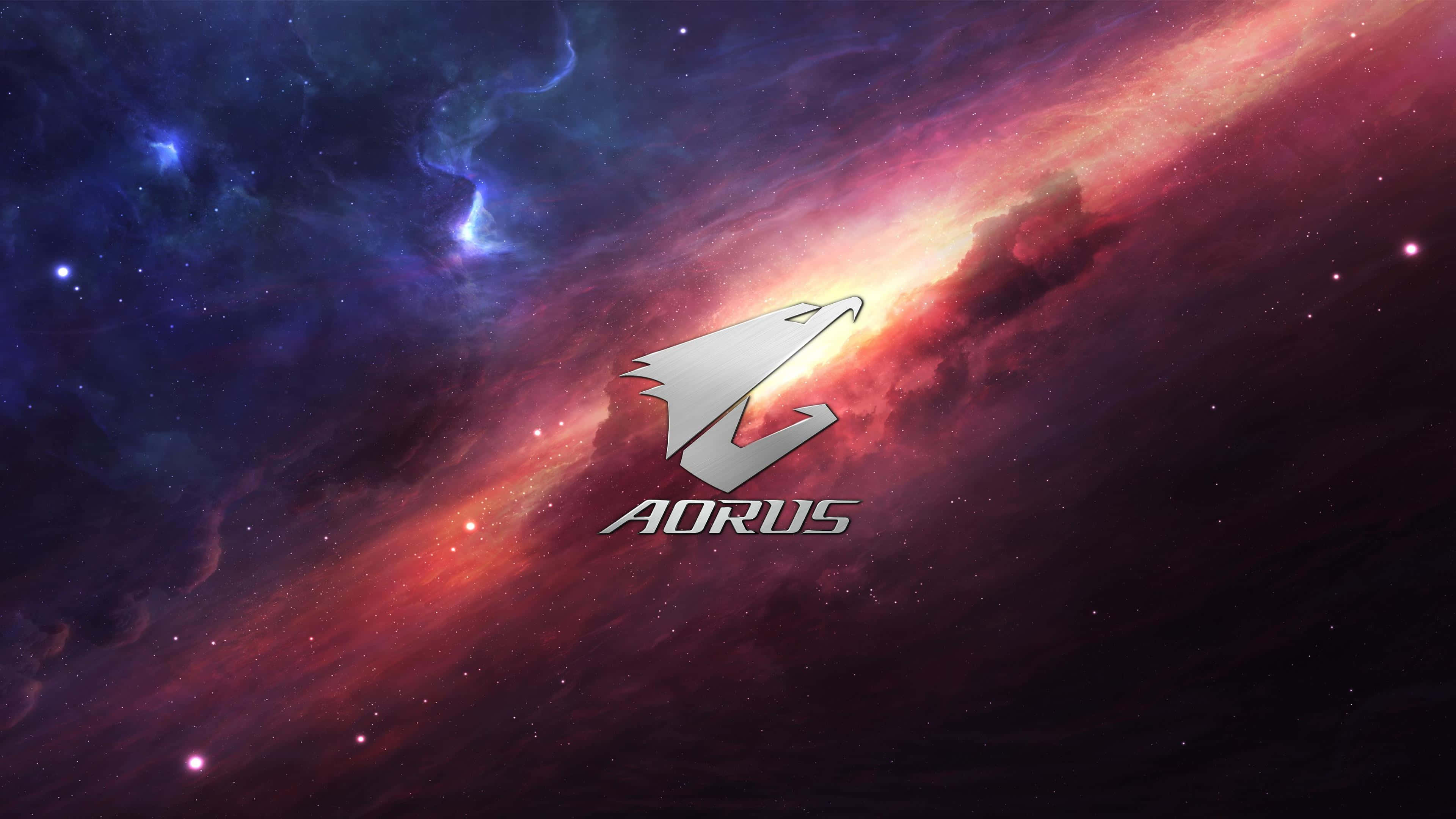 Aorus, galactic background, red nebulae, 4K Desktop Wallpaper