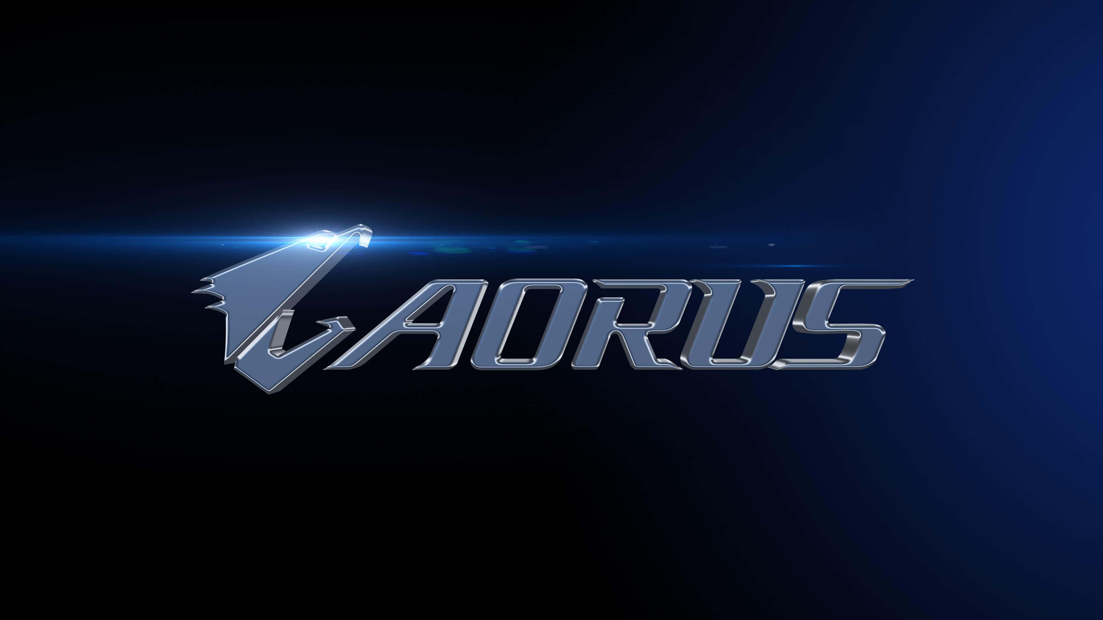 Aorus, shiny metallic, glowing blue light streaks, 4K Desktop Wallpaper