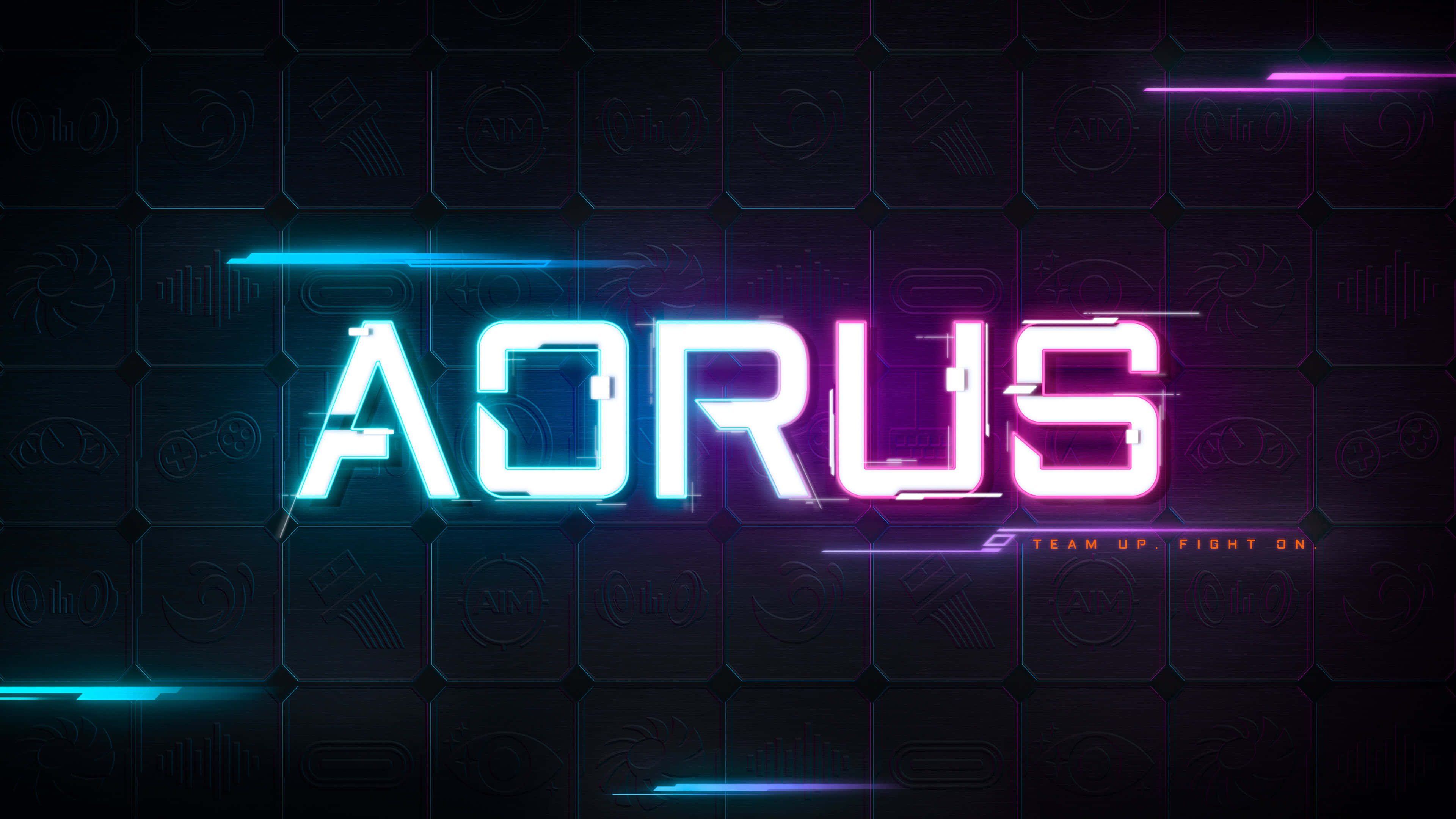 Aorus, neon, electric blue, 4K Desktop Wallpaper