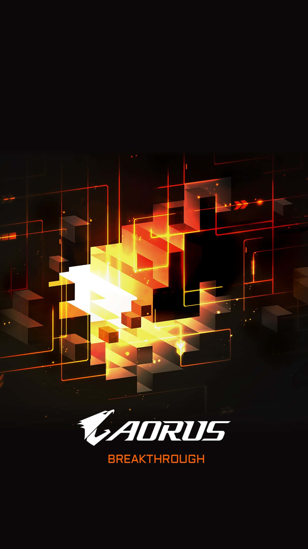 Aorus, AORUS logo, glowing orange, Full HD Phone Wallpaper
