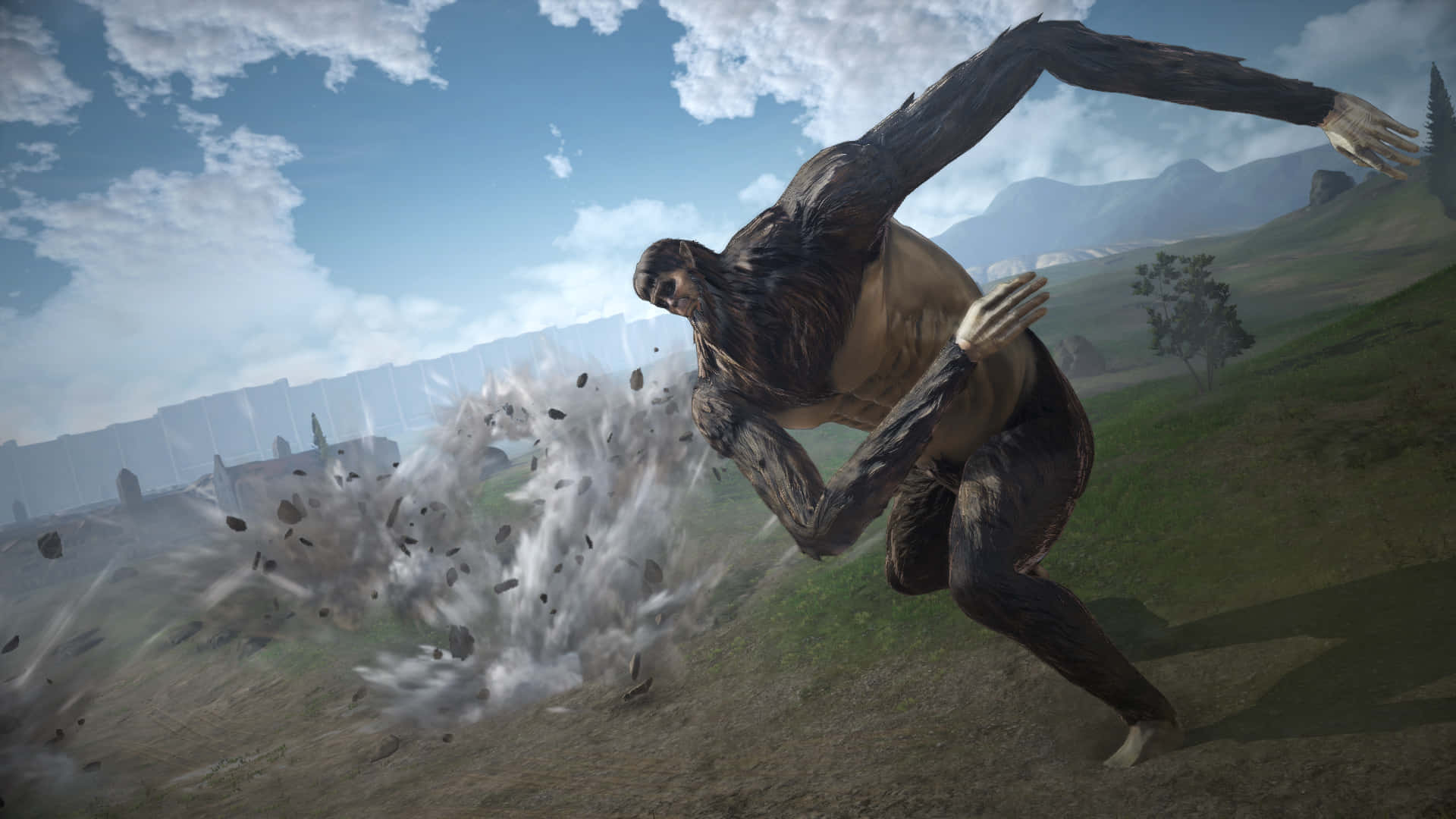 Aot 2 Final Battle, colossal titan, grassy hill, Full HD Desktop Wallpaper