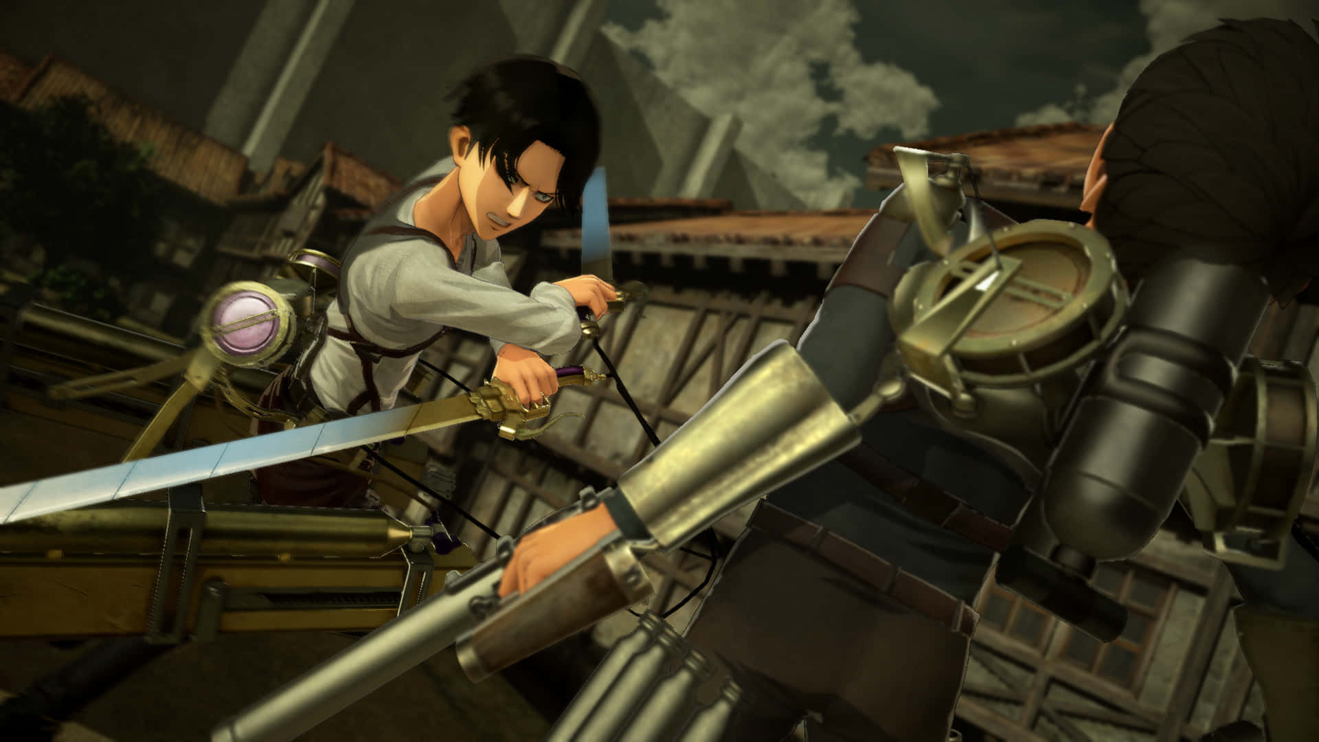 Aot 2 Final Battle, mechanical suit, armored opponent, Full HD Desktop Wallpaper
