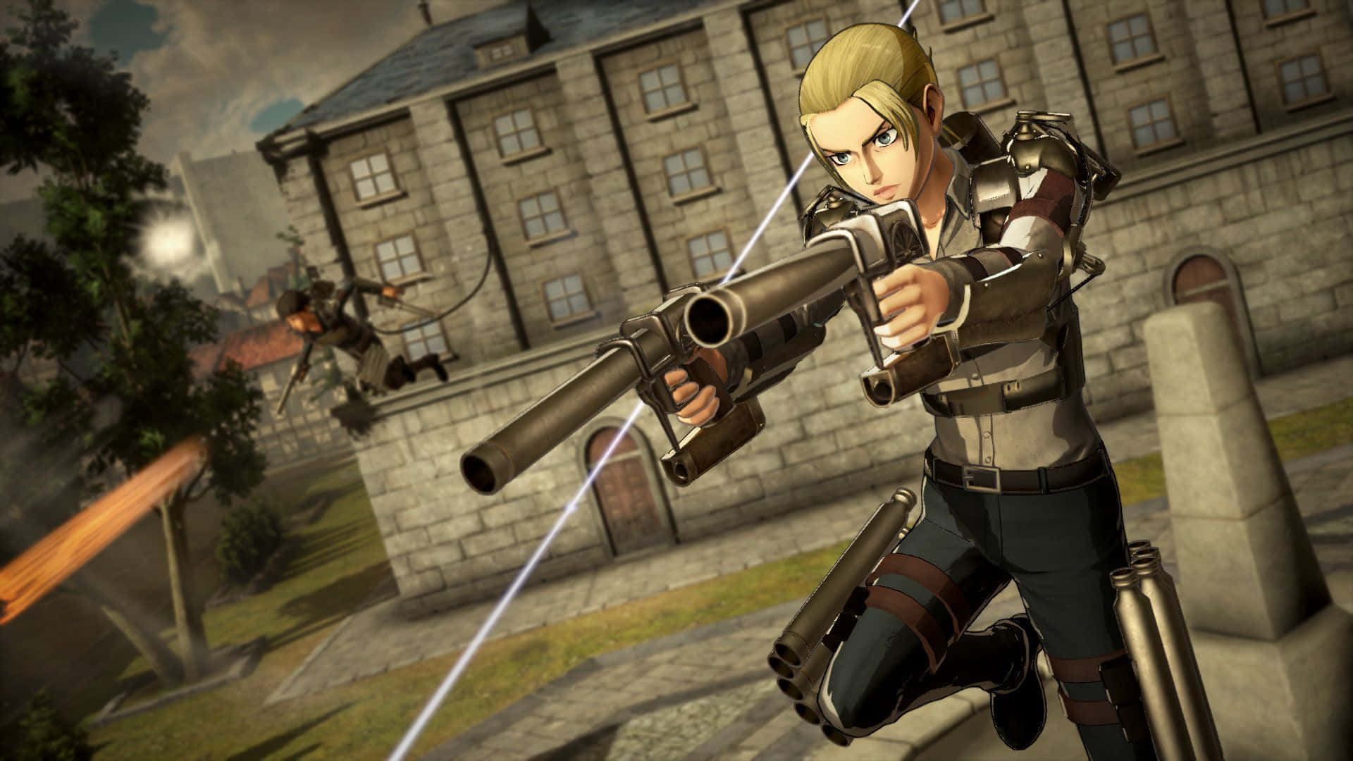 Aot 2 Final Battle, blonde anime soldier, beam weapon, Full HD Desktop Wallpaper