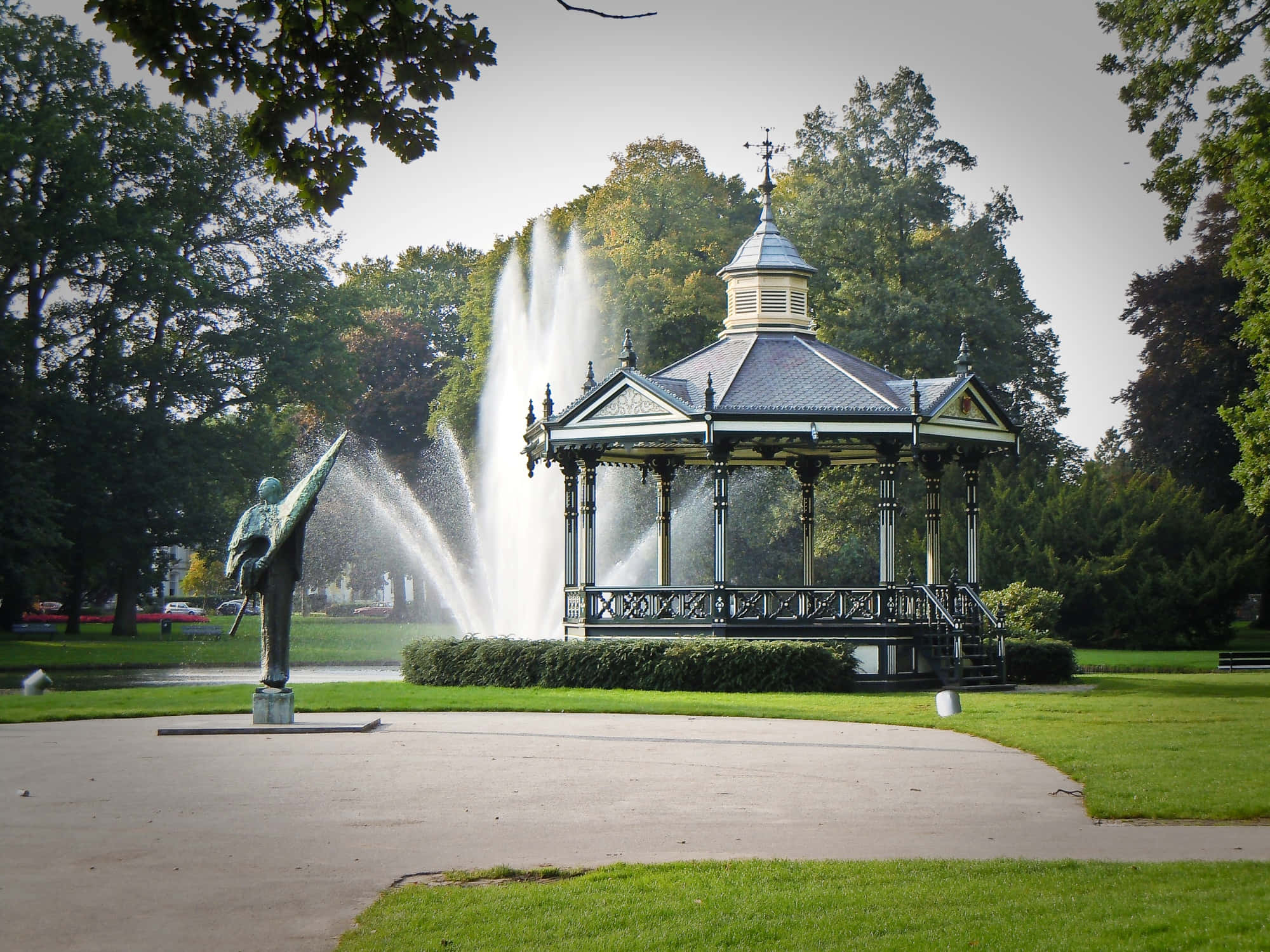 Apeldoorn, park, bandstand, Full HD Desktop Wallpaper