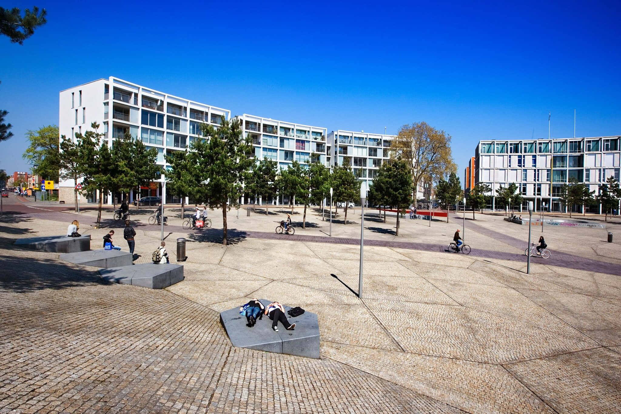 Apeldoorn, urban square, daytime, Full HD Desktop Wallpaper