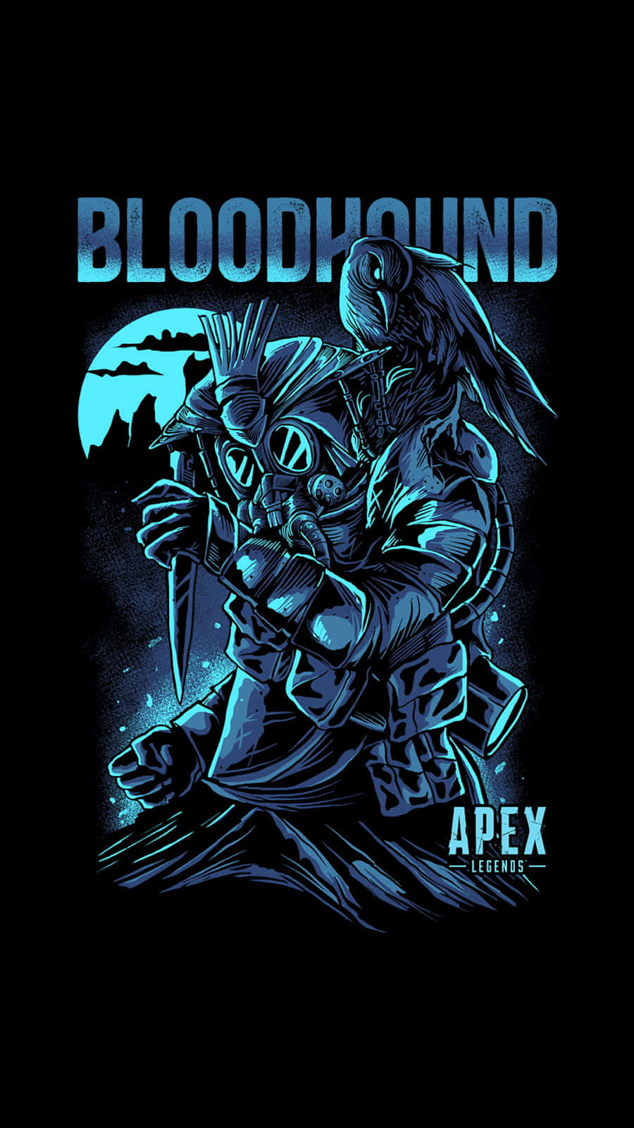 Apex Legends, Bloodhound, blue-lit illustration, HD Phone Wallpaper