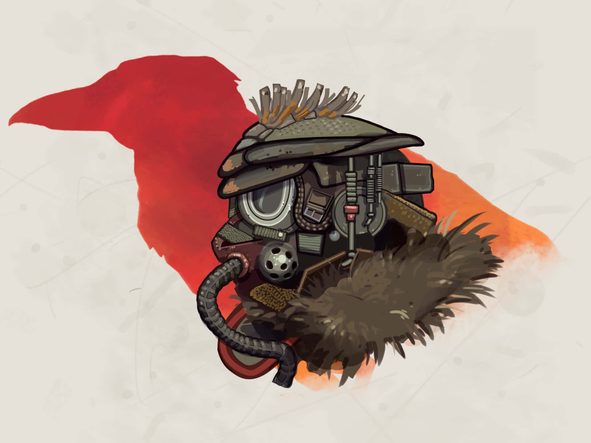 Apex Legends Bloodhound, steampunk gas mask, red and orange fiery background, Full HD Desktop Wallpaper