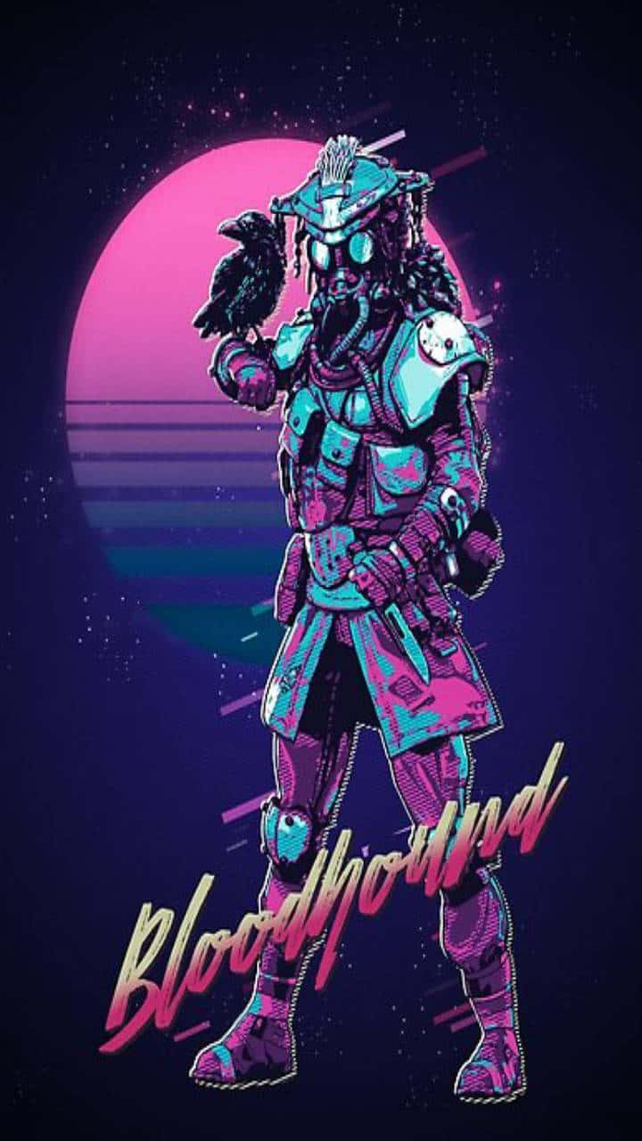 Apex Legends Bloodhound, neon armor, glowing pink sun, HD Phone Wallpaper