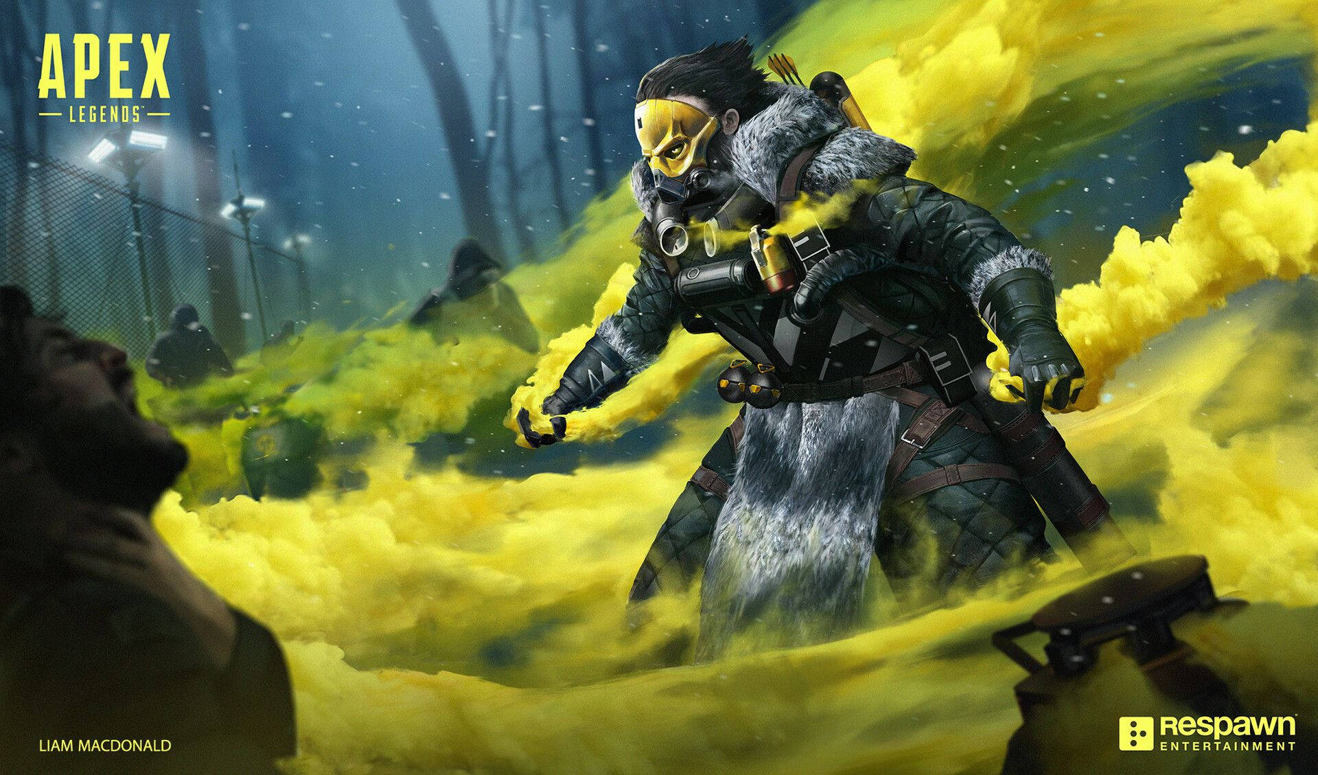 Apex Legends, Caustic, glowing yellow smoke, Full HD Desktop Wallpaper