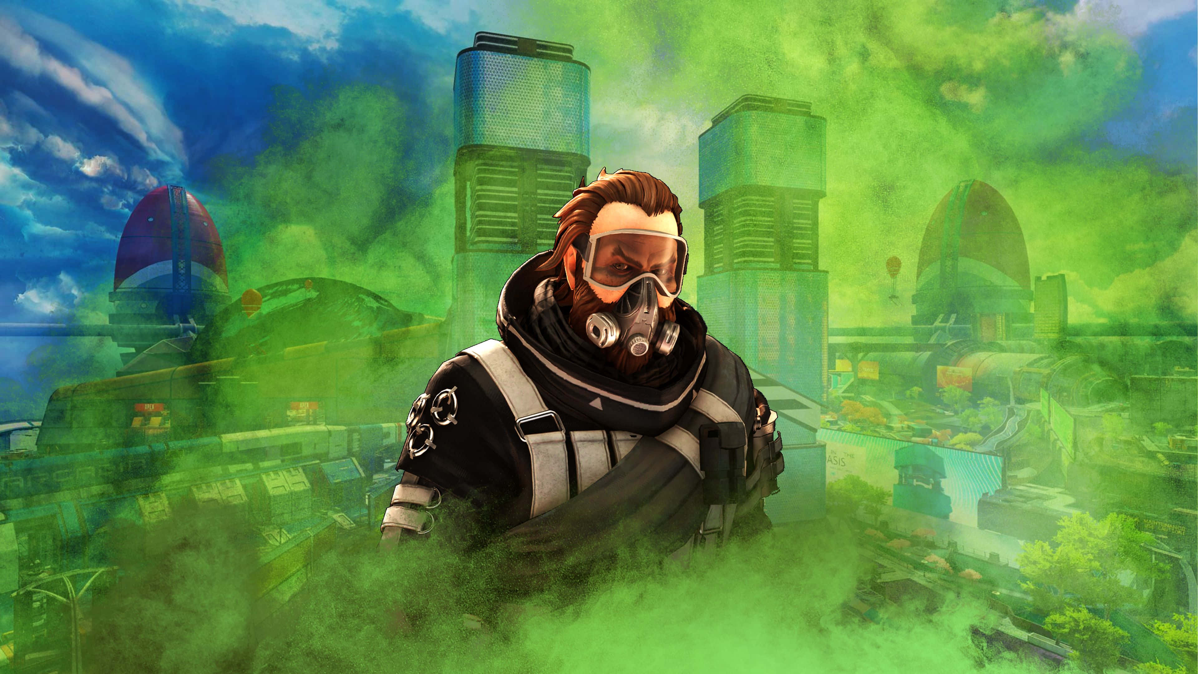 Apex Legends Caustic, tactical gear, gas mask, 4K Desktop Wallpaper