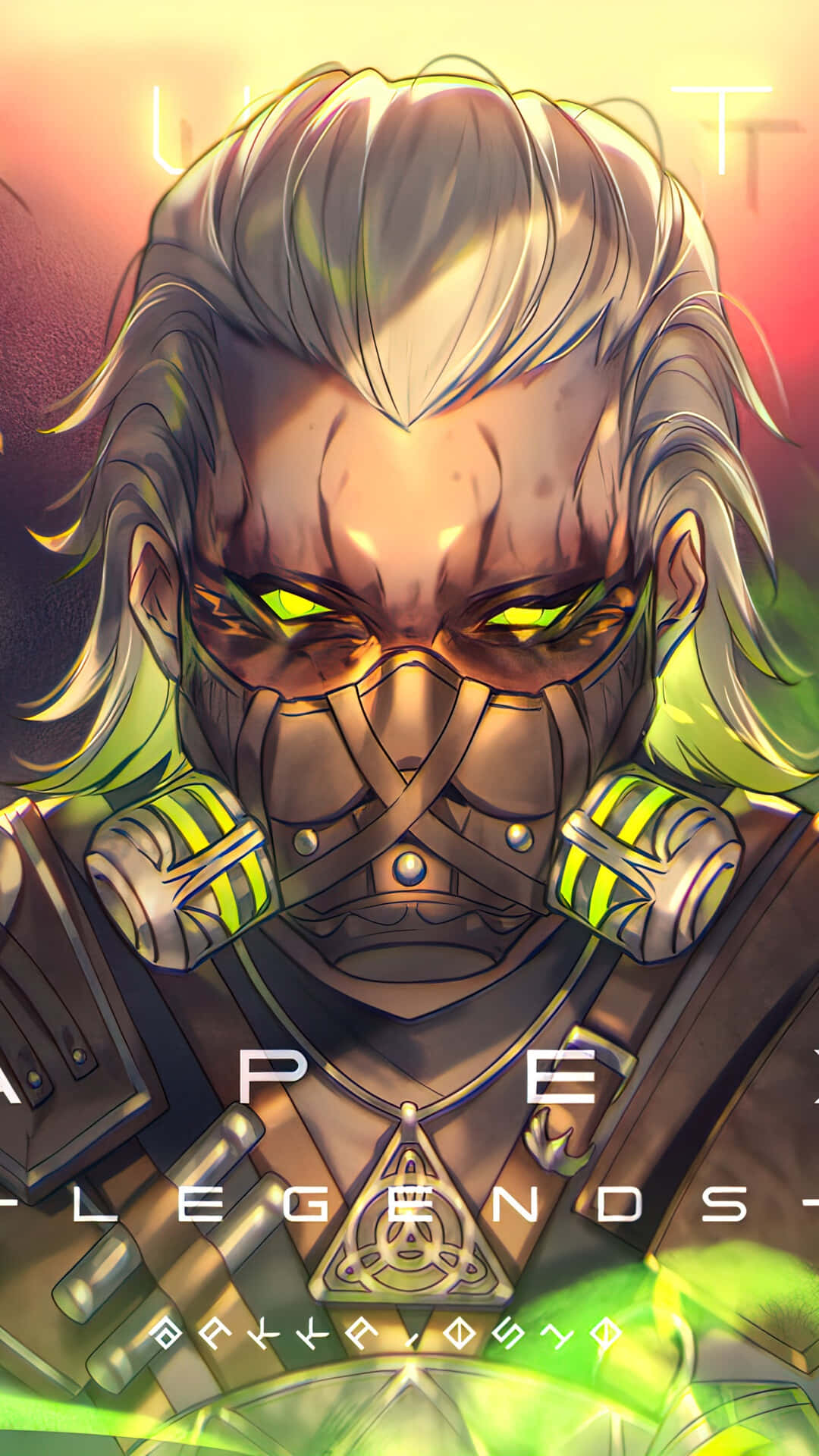 Apex Legends Caustic, glowing green eyes, silver hair, Full HD Phone Wallpaper