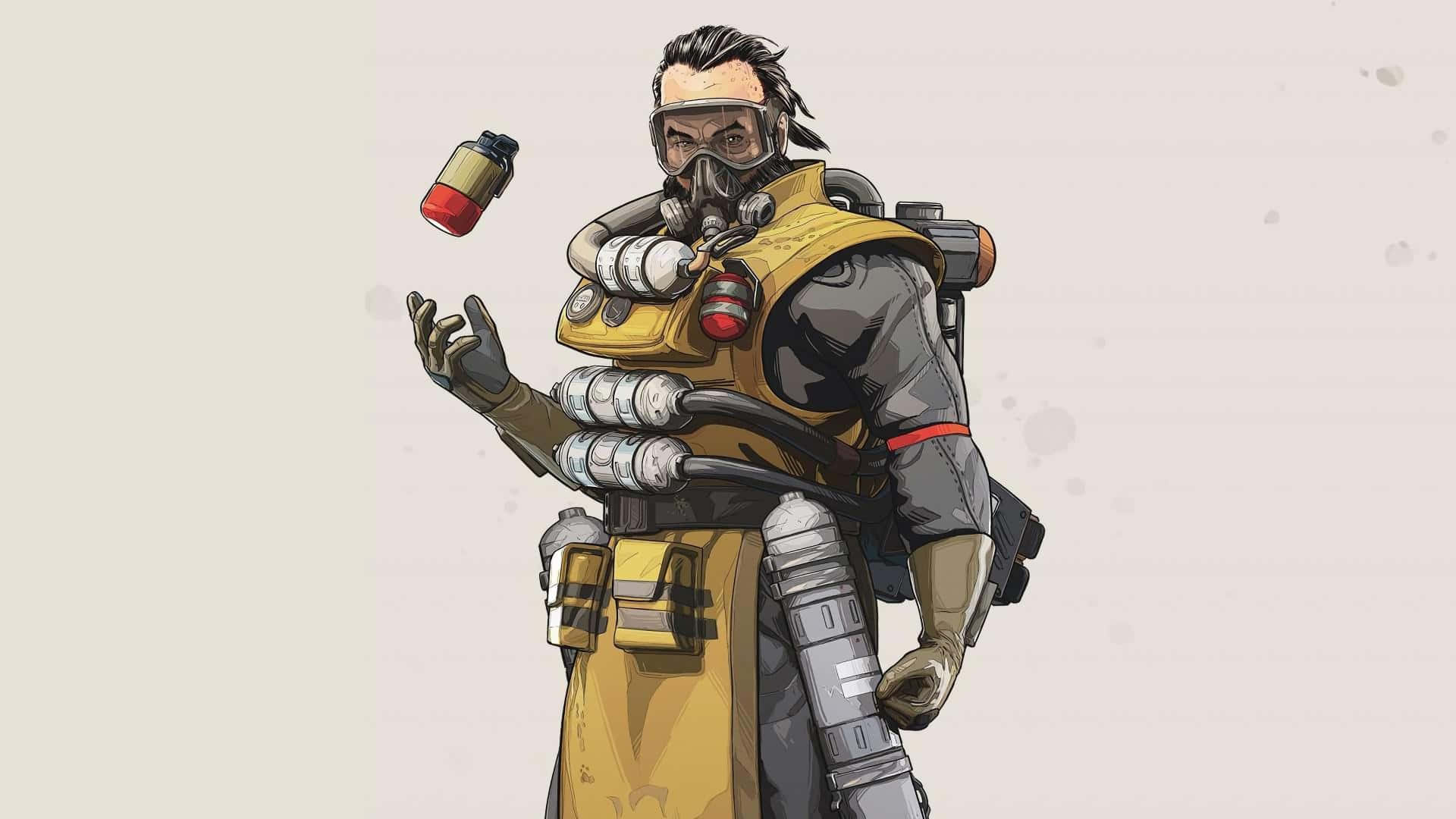 Apex Legends, Caustic, yellow hazmat suit, Full HD Desktop Wallpaper