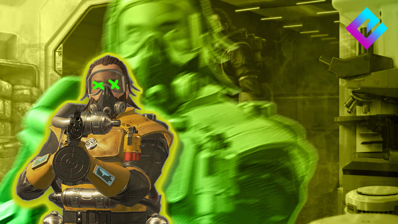 Apex Legends Caustic, tactical gear, glowing green eyes, HD Desktop Wallpaper
