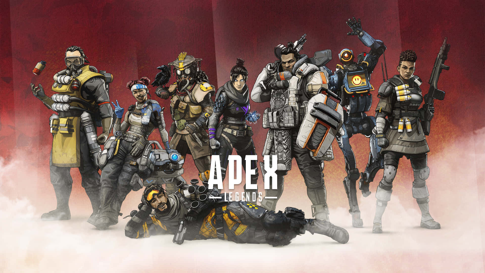 Apex Legends, tactical gear, smoky red and white background, Full HD Desktop Wallpaper
