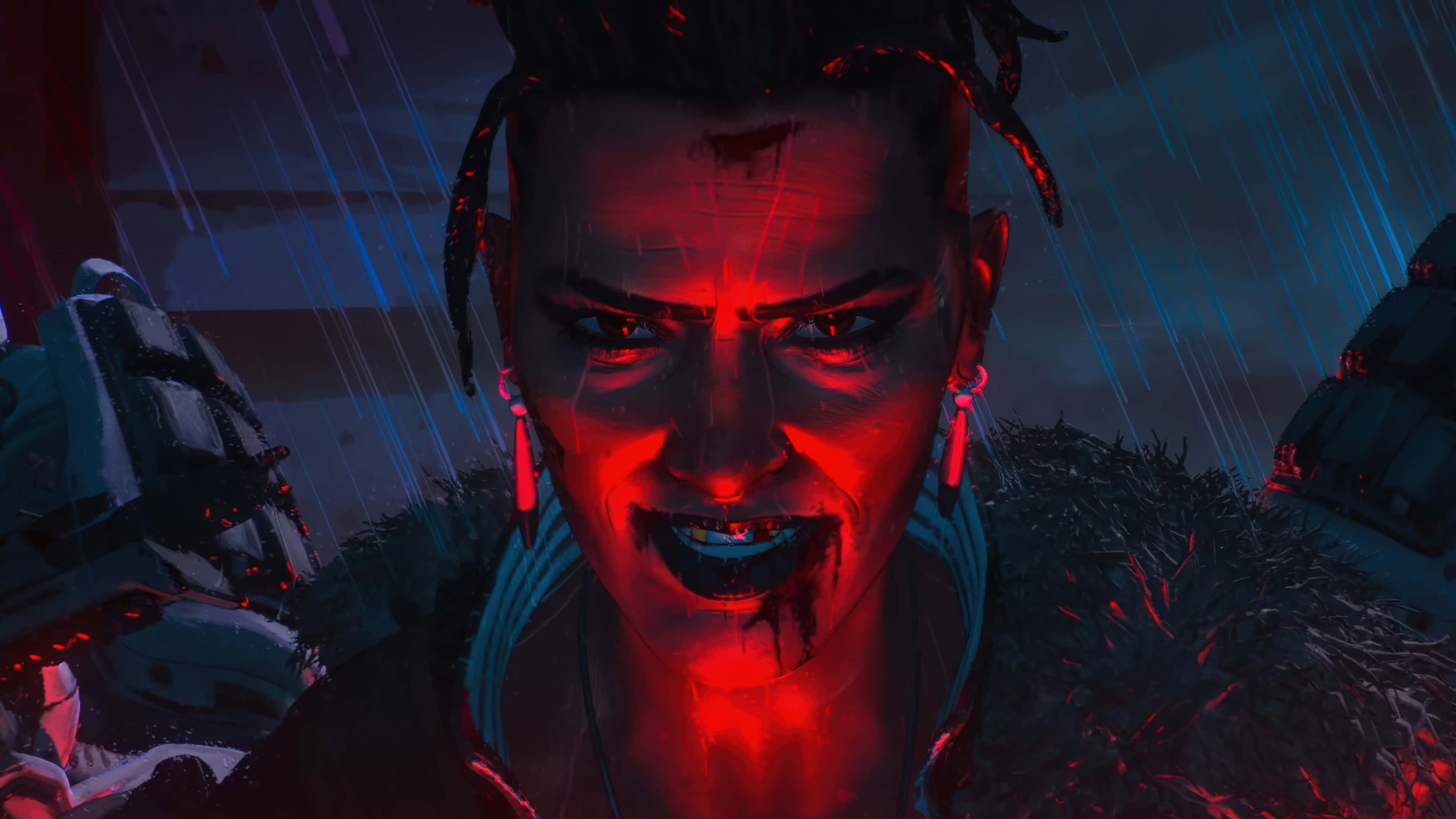 Apex Legends Characters, glowing red eyes, bloodied face, 4K Desktop Wallpaper