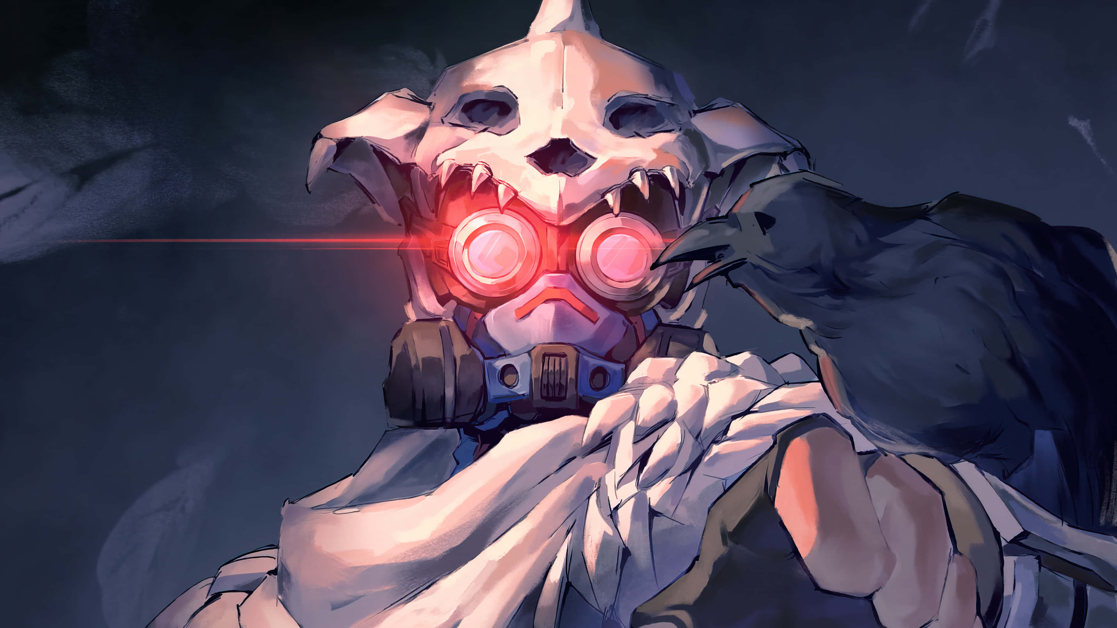 Apex Legends Characters, robotic skull, glowing red eyes, 4K Desktop Wallpaper