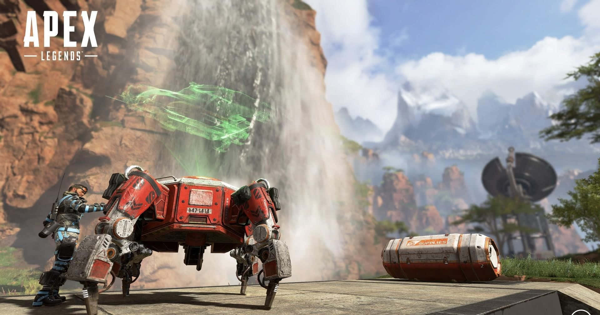 Apex Legends, red mech, glowing green vehicle, HD Desktop Wallpaper