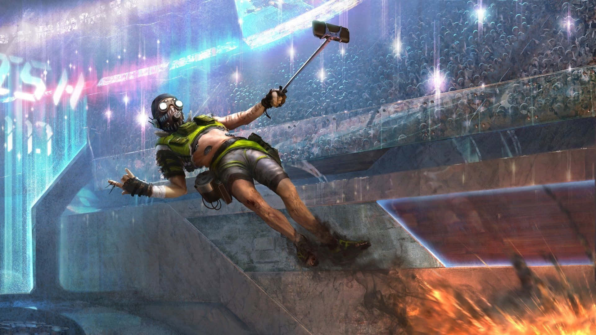 Apex Legends, neon gear, fiery arena, Full HD Desktop Wallpaper