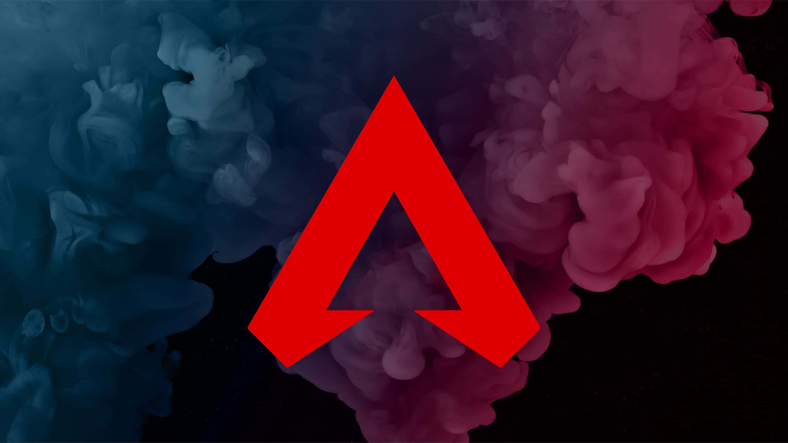 Apex Legends, red triangular logo, swirling blue and pink ink clouds, 2K Desktop Wallpaper