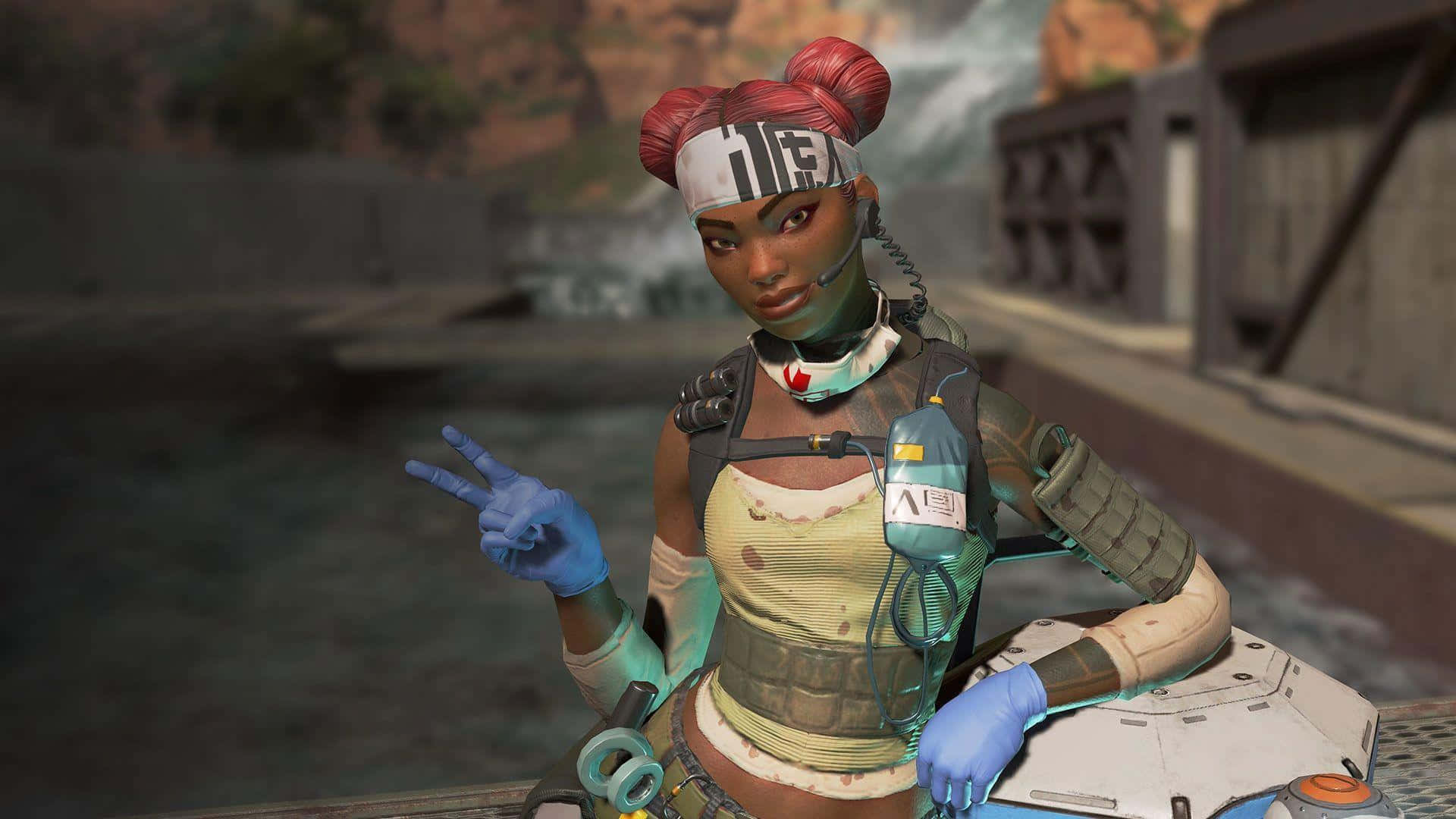 Apex Legends Computer, futuristic bridge, red buns, Full HD Desktop Wallpaper