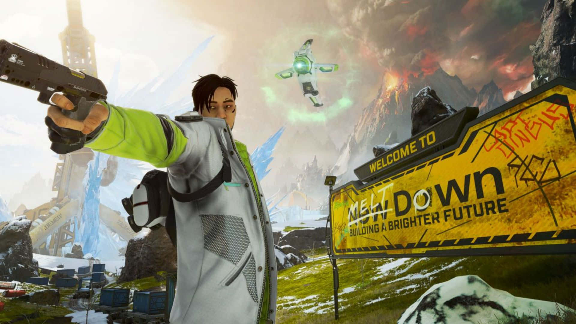 Apex Legends Crypto, futuristic white coat, pistol, Full HD Desktop Wallpaper