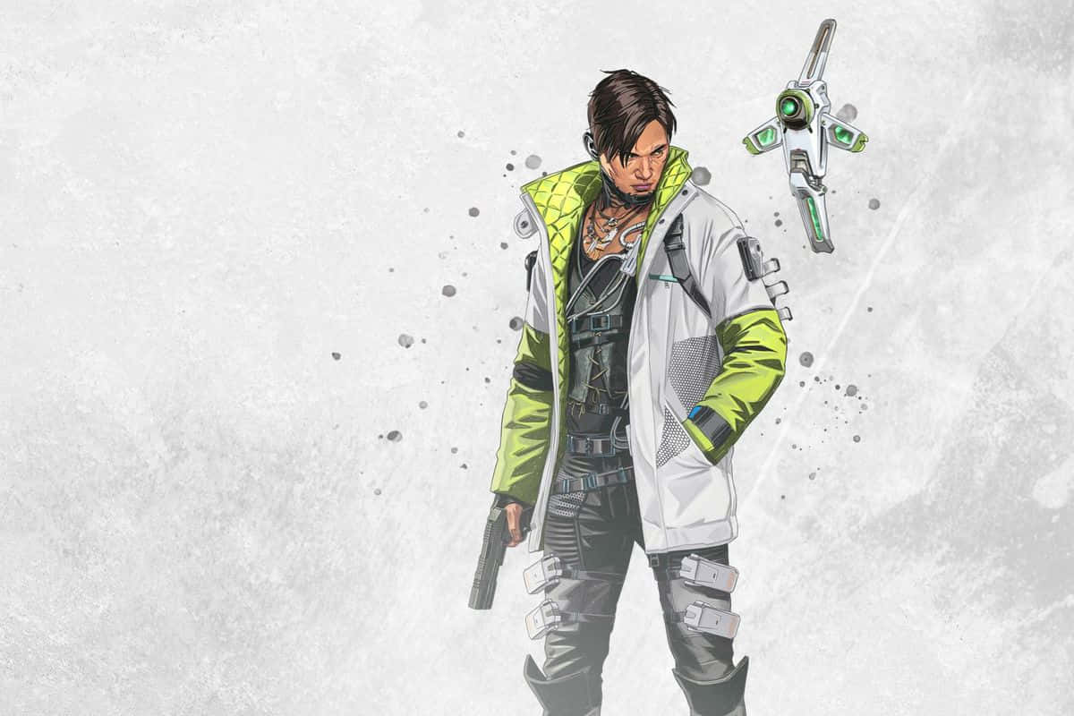 Apex Legends Crypto, anime character, white and neon green jacket, SD Desktop Wallpaper