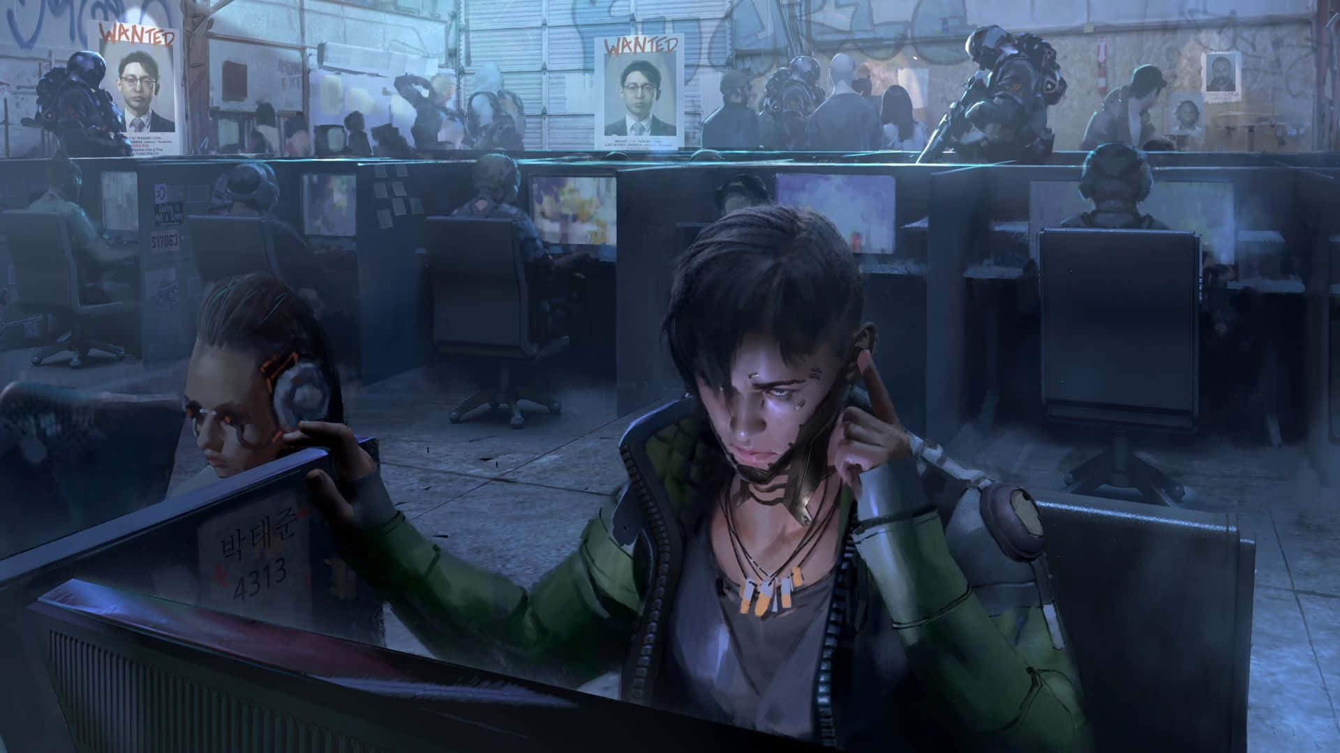 Apex Legends Crypto, cyberpunk hacker, dim office, Full HD Desktop Wallpaper