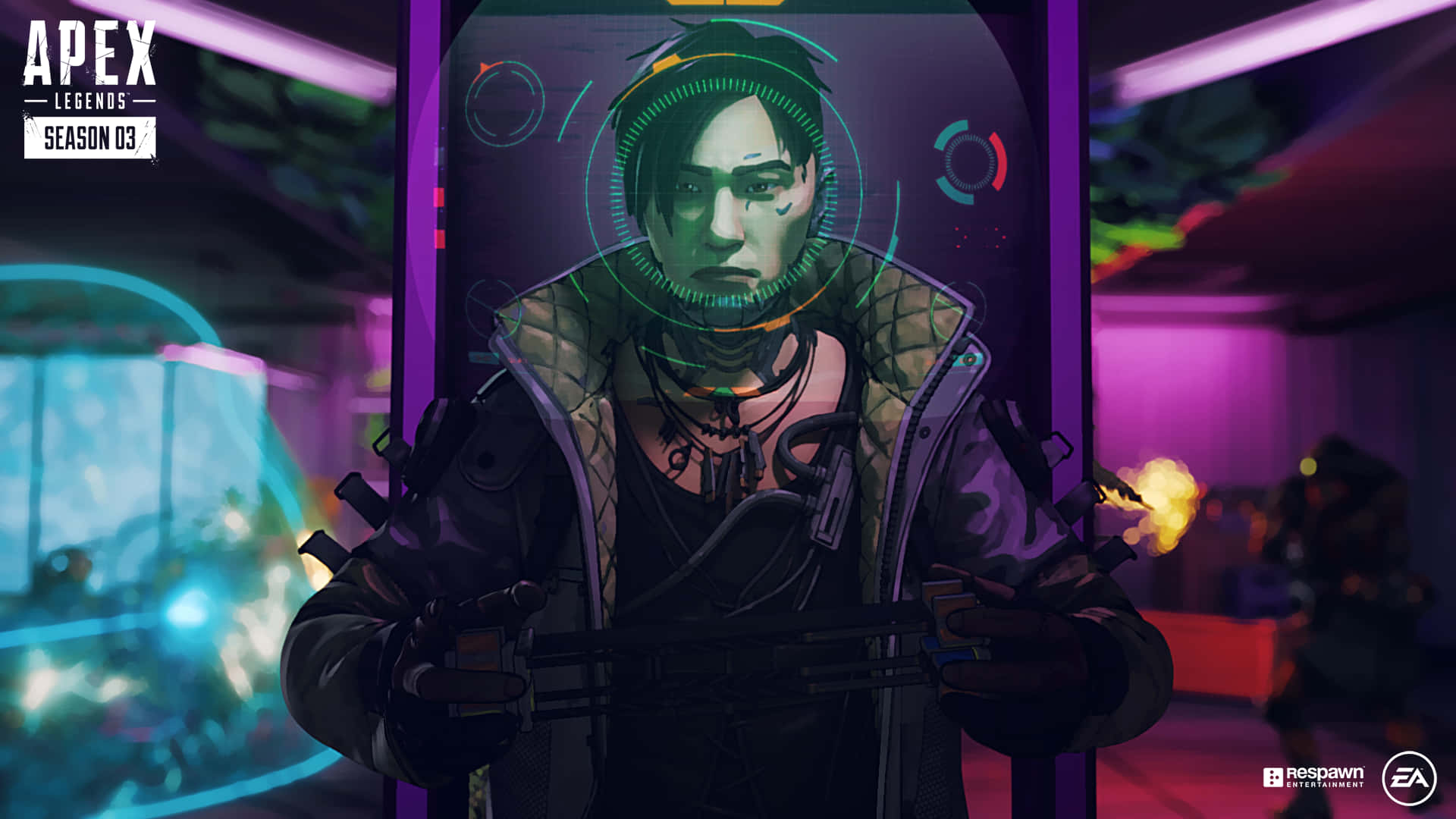 Apex Legends, Crypto, neon-lit gaming arena, Full HD Desktop Wallpaper