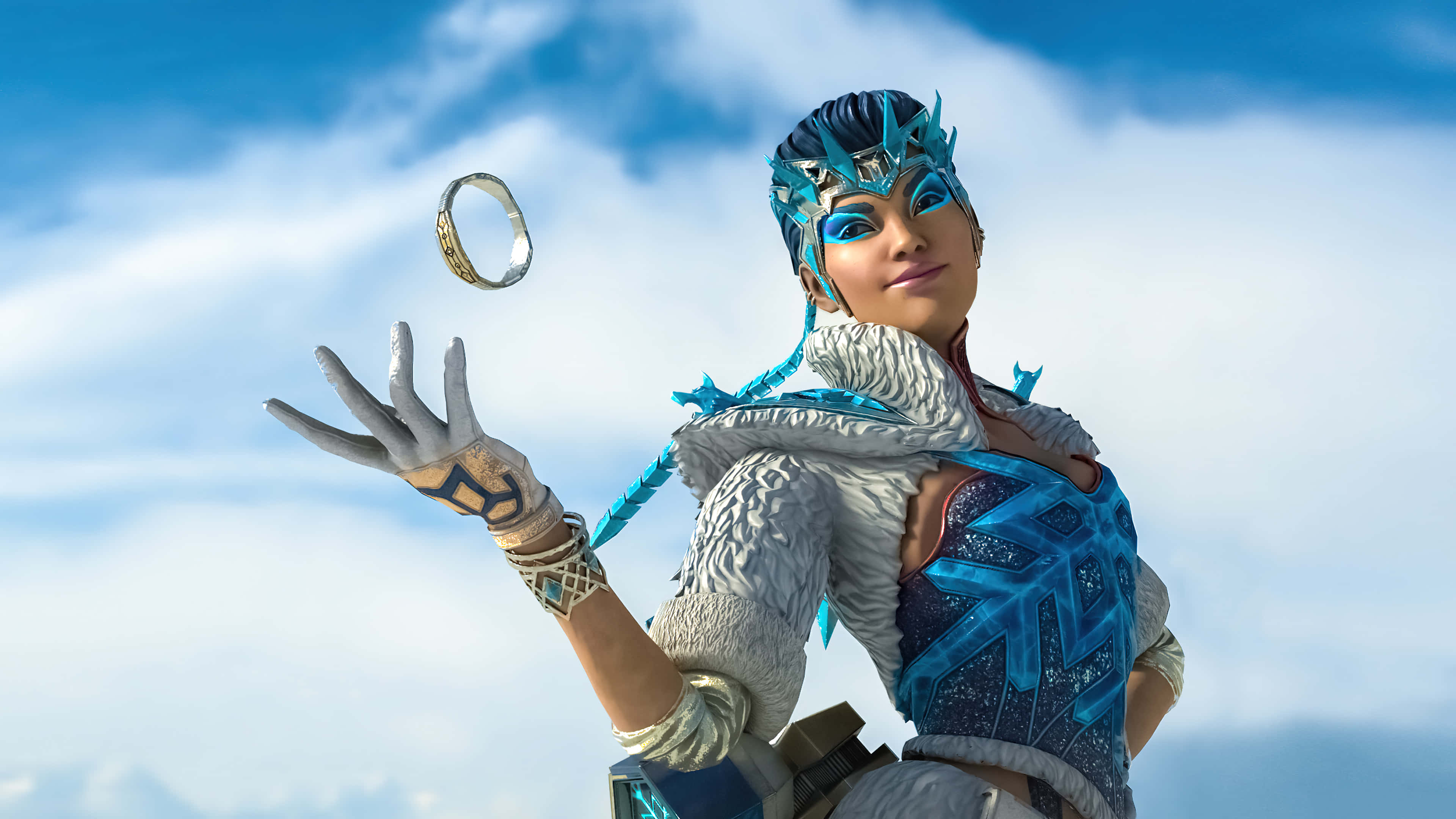 Apex Legends Characters, frost-themed warrior, icy blue armor, 4K Desktop Wallpaper