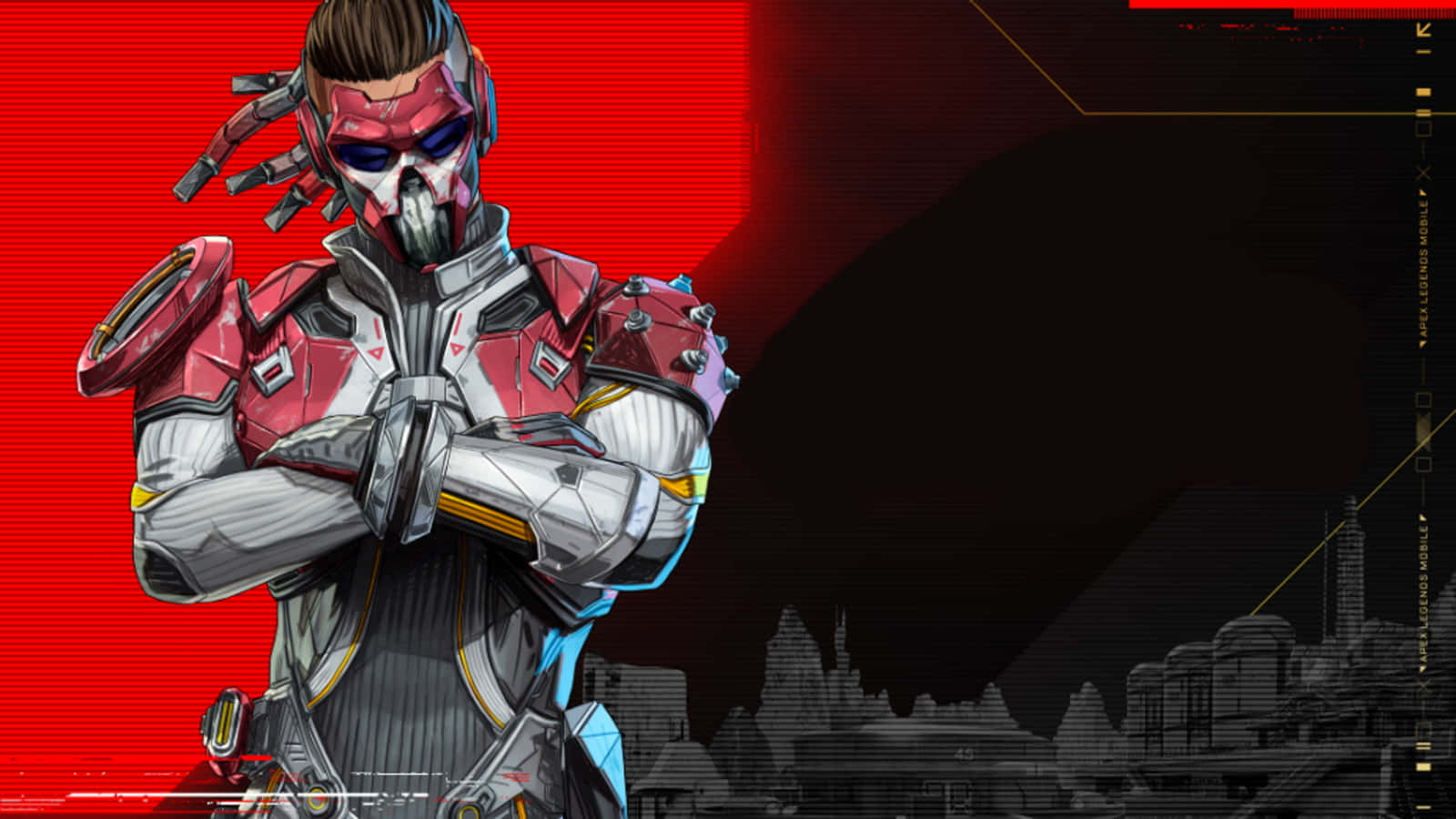Apex Legends, red and silver armor, glowing red digital backdrop, HD Desktop Wallpaper