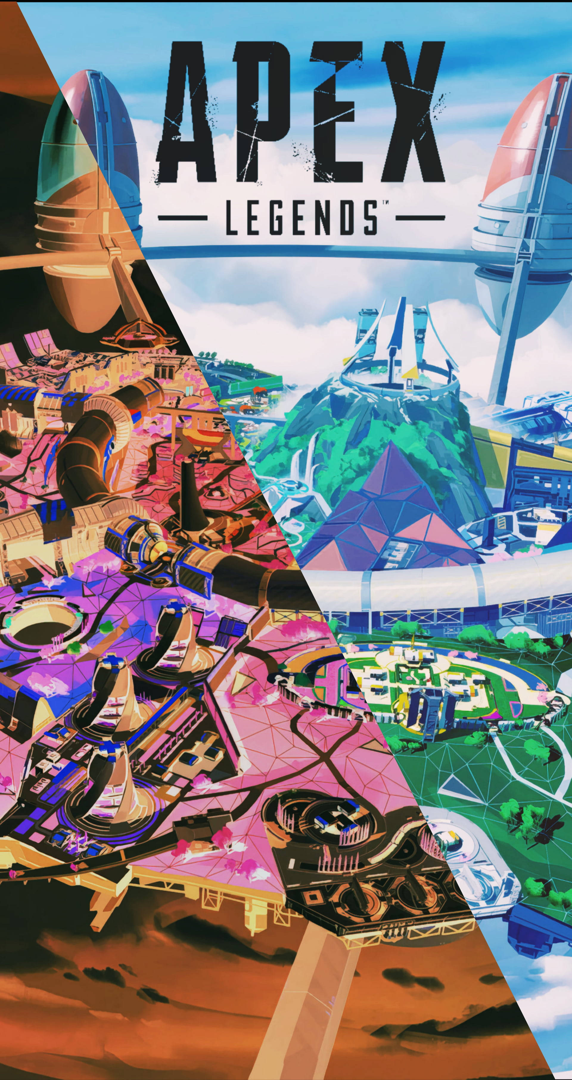 Apex Legends, futuristic structures, colorful geometric landscapes, 2K Phone Wallpaper