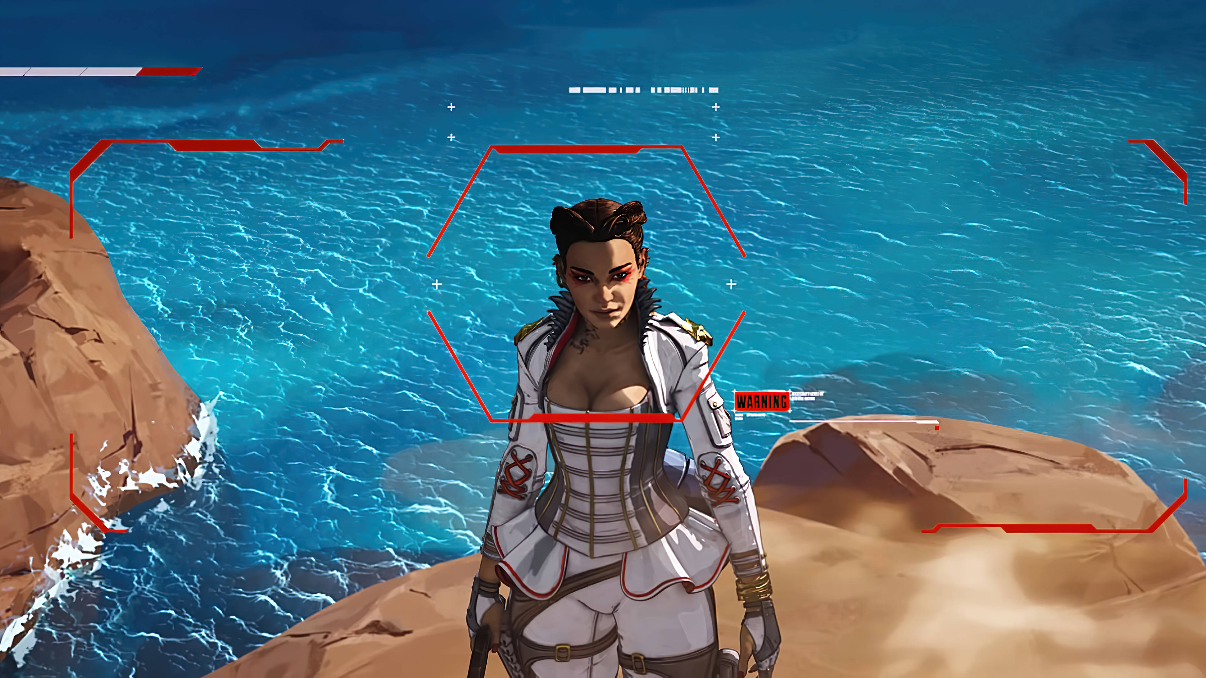 Apex Legends Loba, white armor, rocky cliff, 4K Desktop Wallpaper