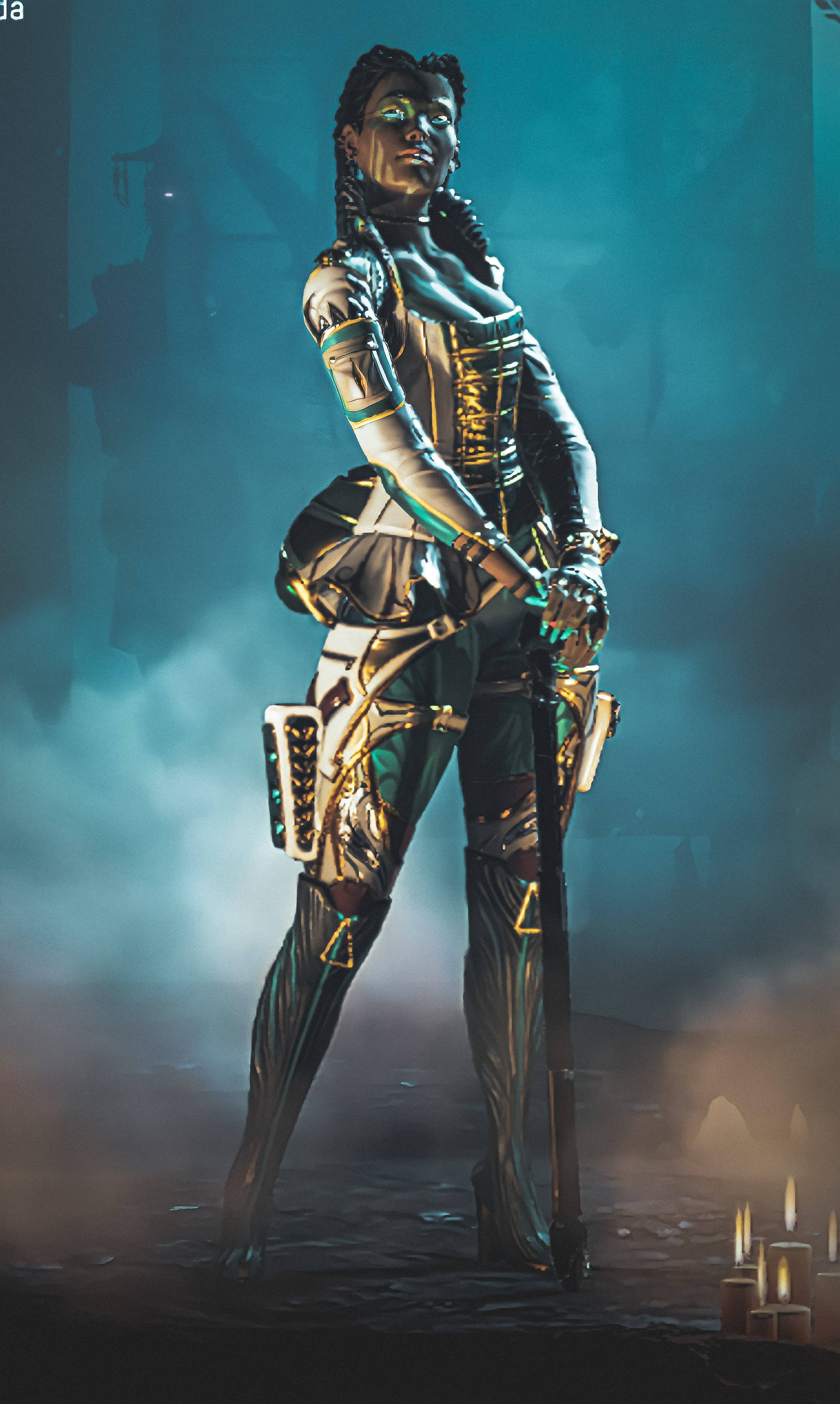Loba, Apex Legends, gold and black armor, 4K Phone Wallpaper