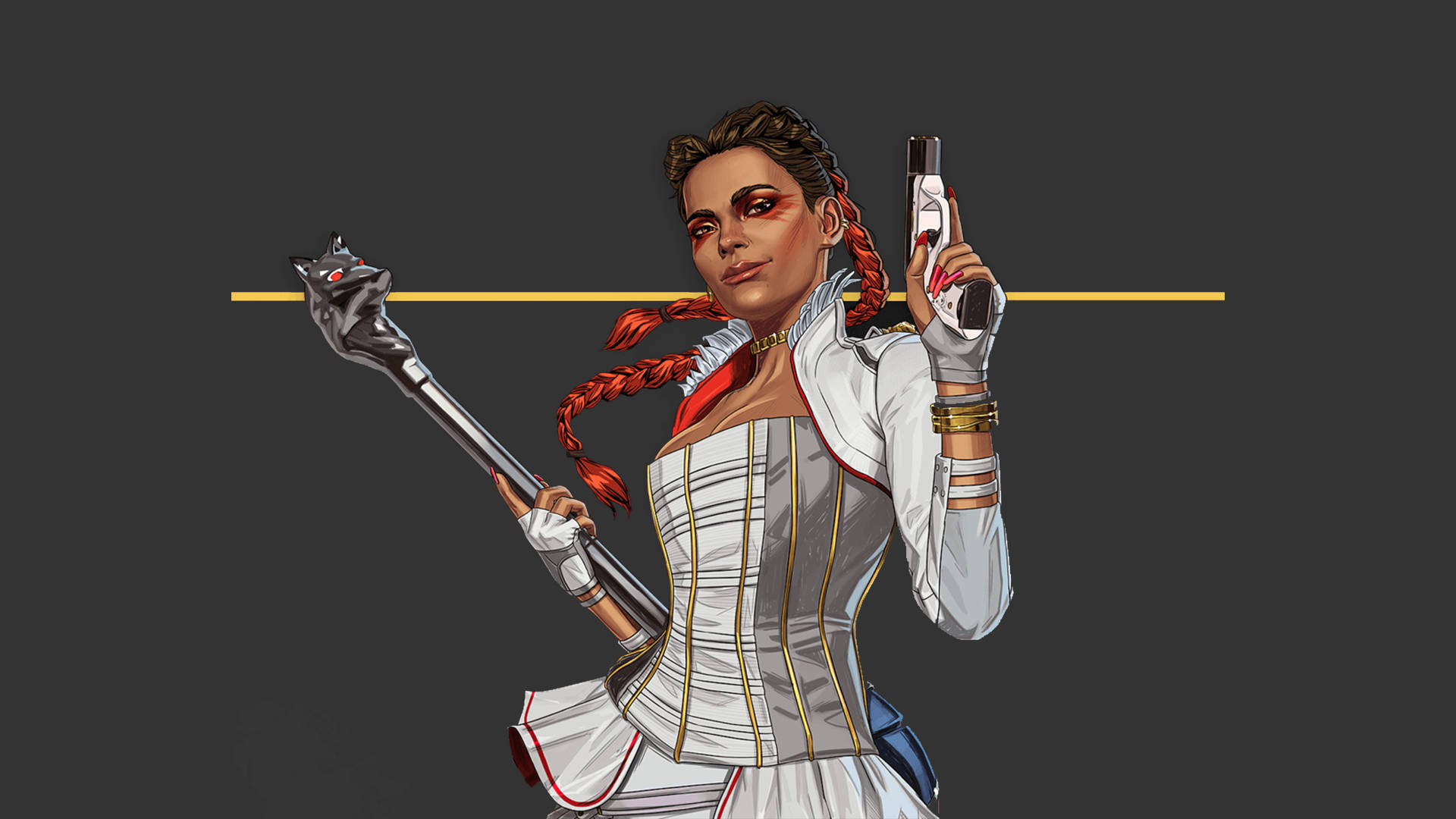 Apex Legends Loba, red braids, pistol, Full HD Desktop Wallpaper
