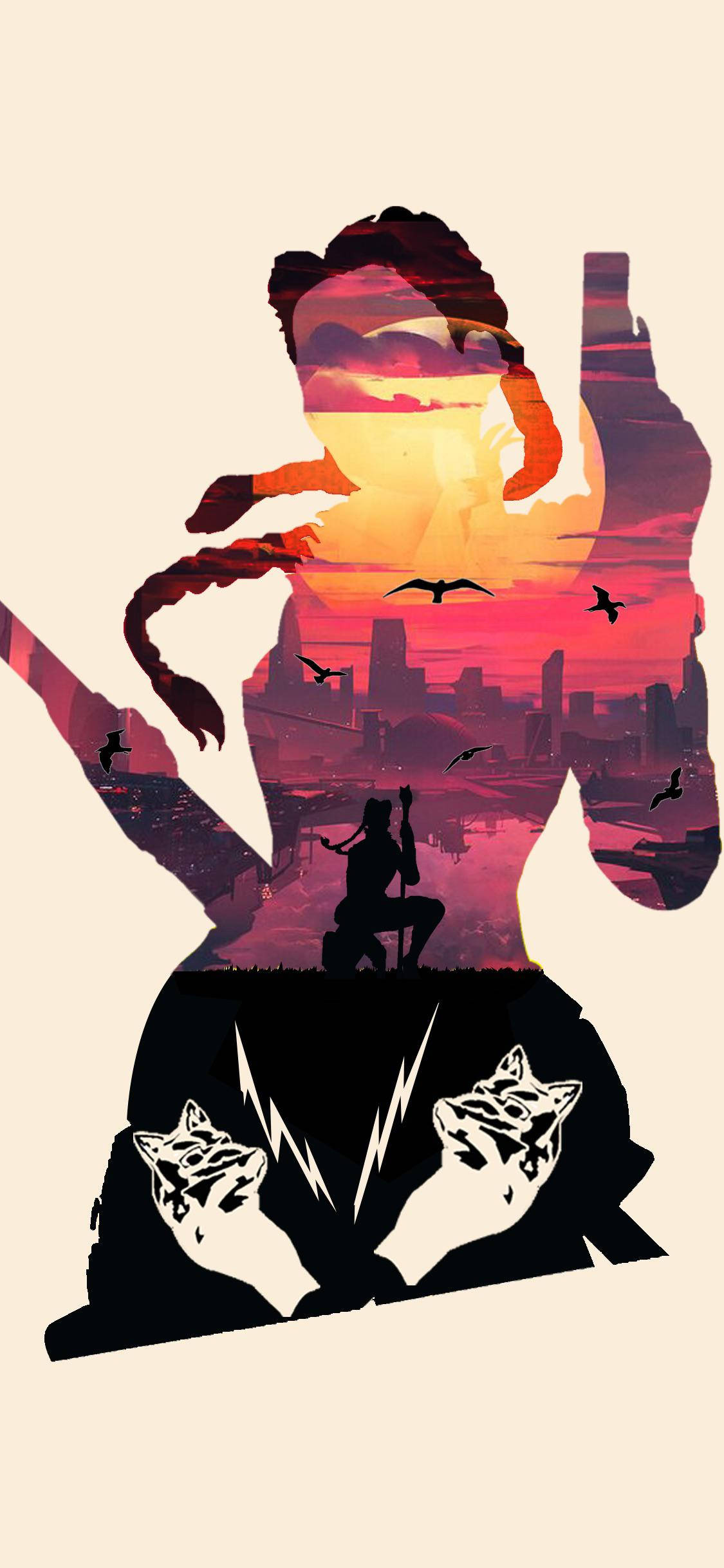 Apex Legends Loba, silhouette, cityscape, Full HD Phone Wallpaper