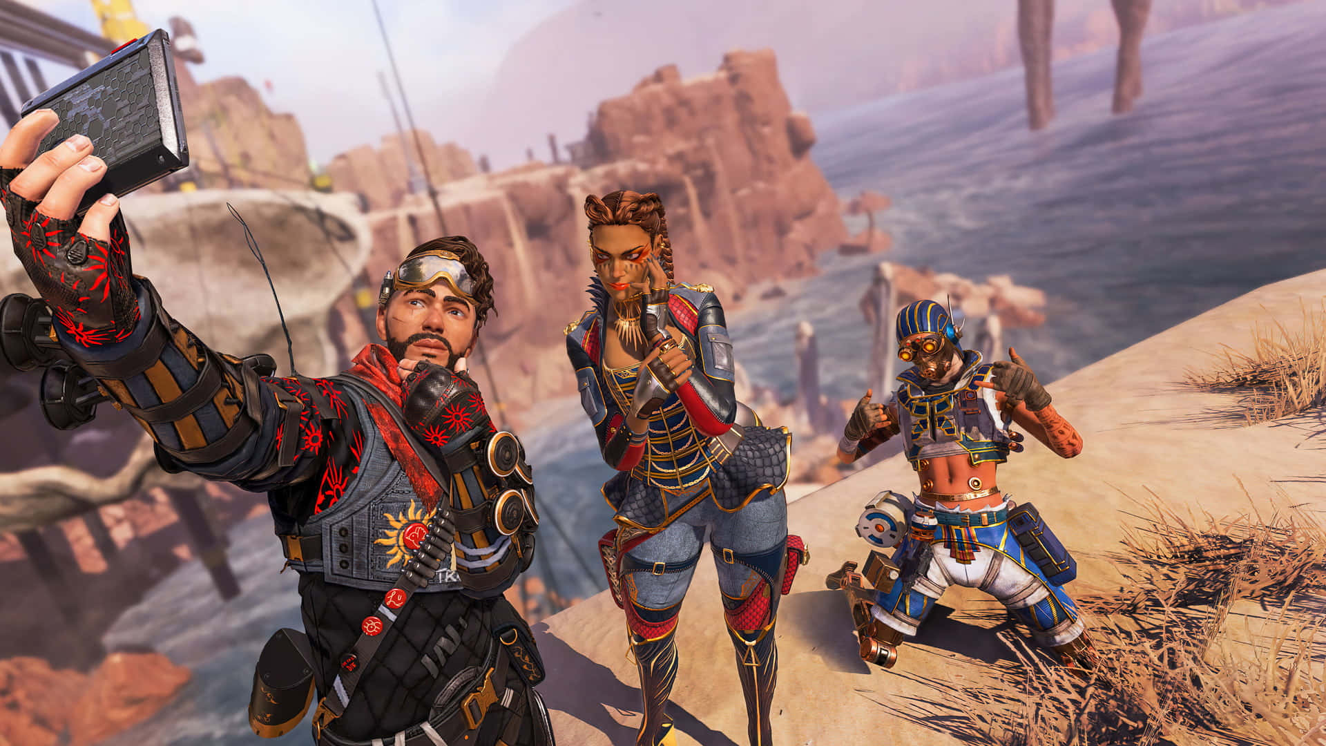 Mirage, Apex Legends, rocky cliff, Full HD Desktop Wallpaper