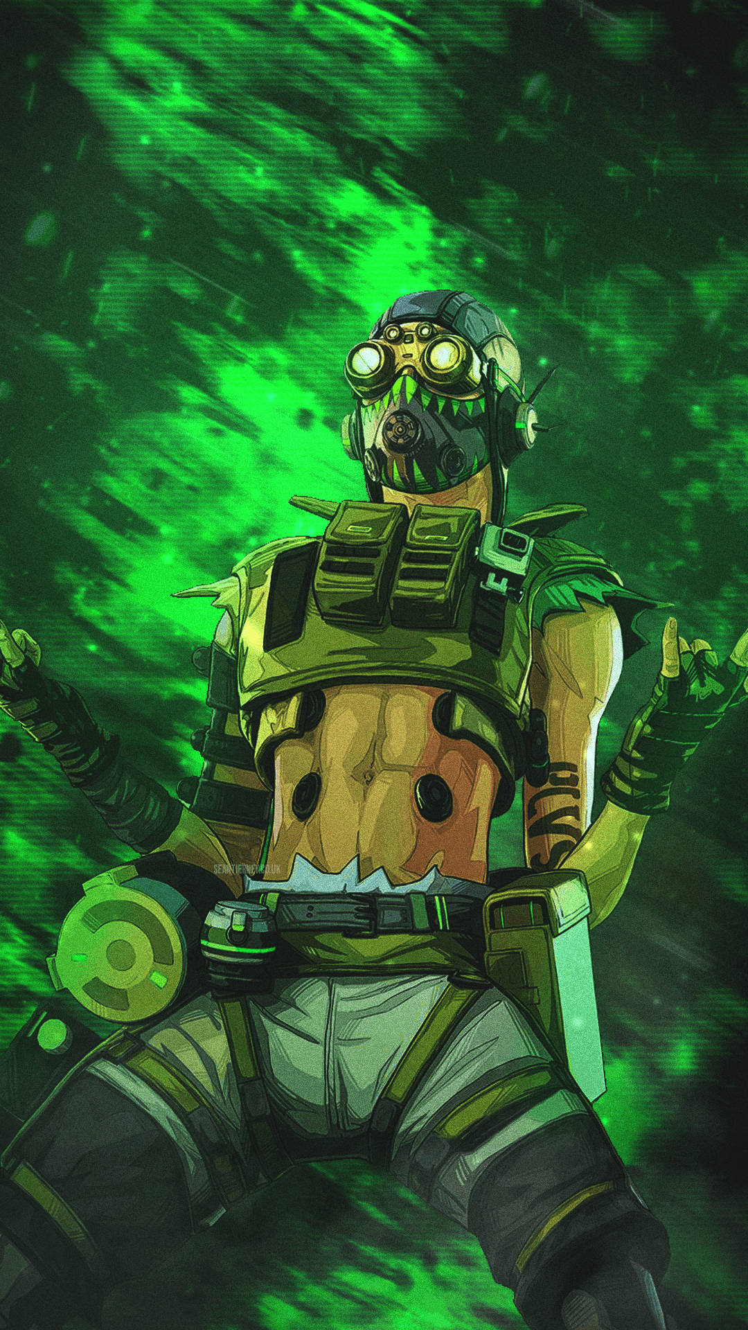 Octane, Apex Legends, glowing green goggles, Full HD Phone Wallpaper