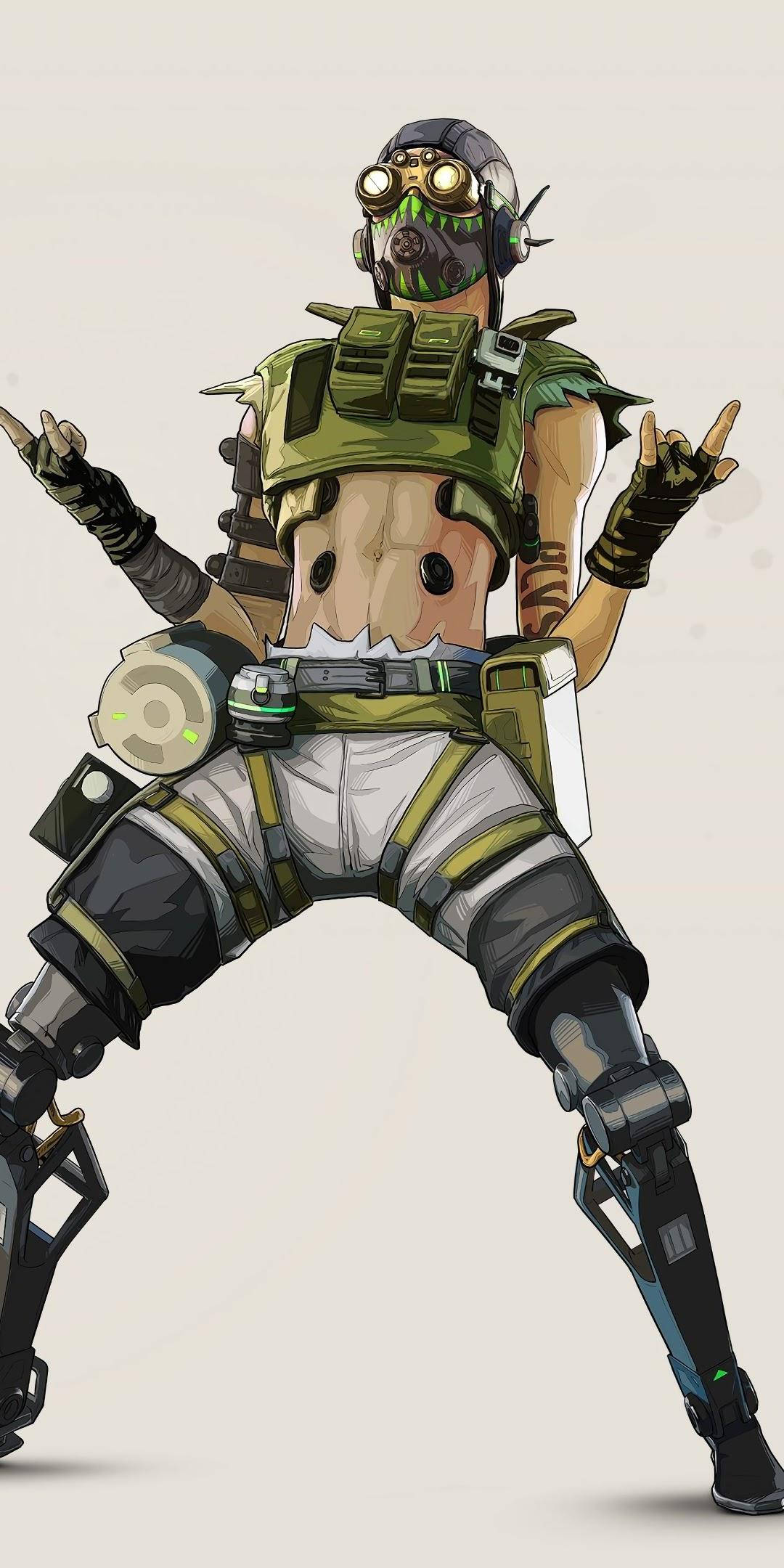Apex Legends Octane, green tactical gear, gas mask, Full HD Phone Wallpaper