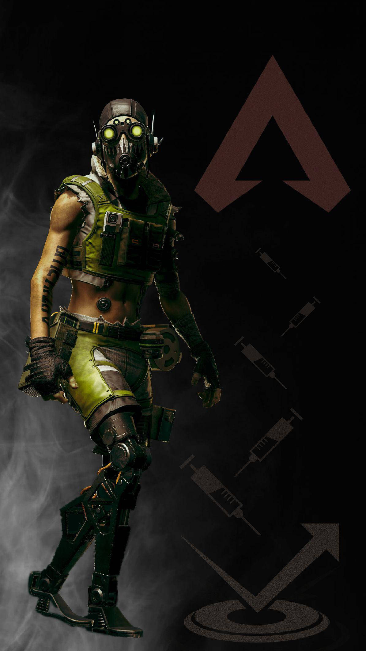 Apex Legends Octane, green tactical gear, glowing gas mask, Full HD Phone Wallpaper