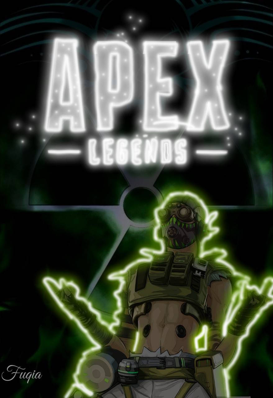 Apex Legends Octane, glowing green armored character, gas mask, HD Phone Wallpaper