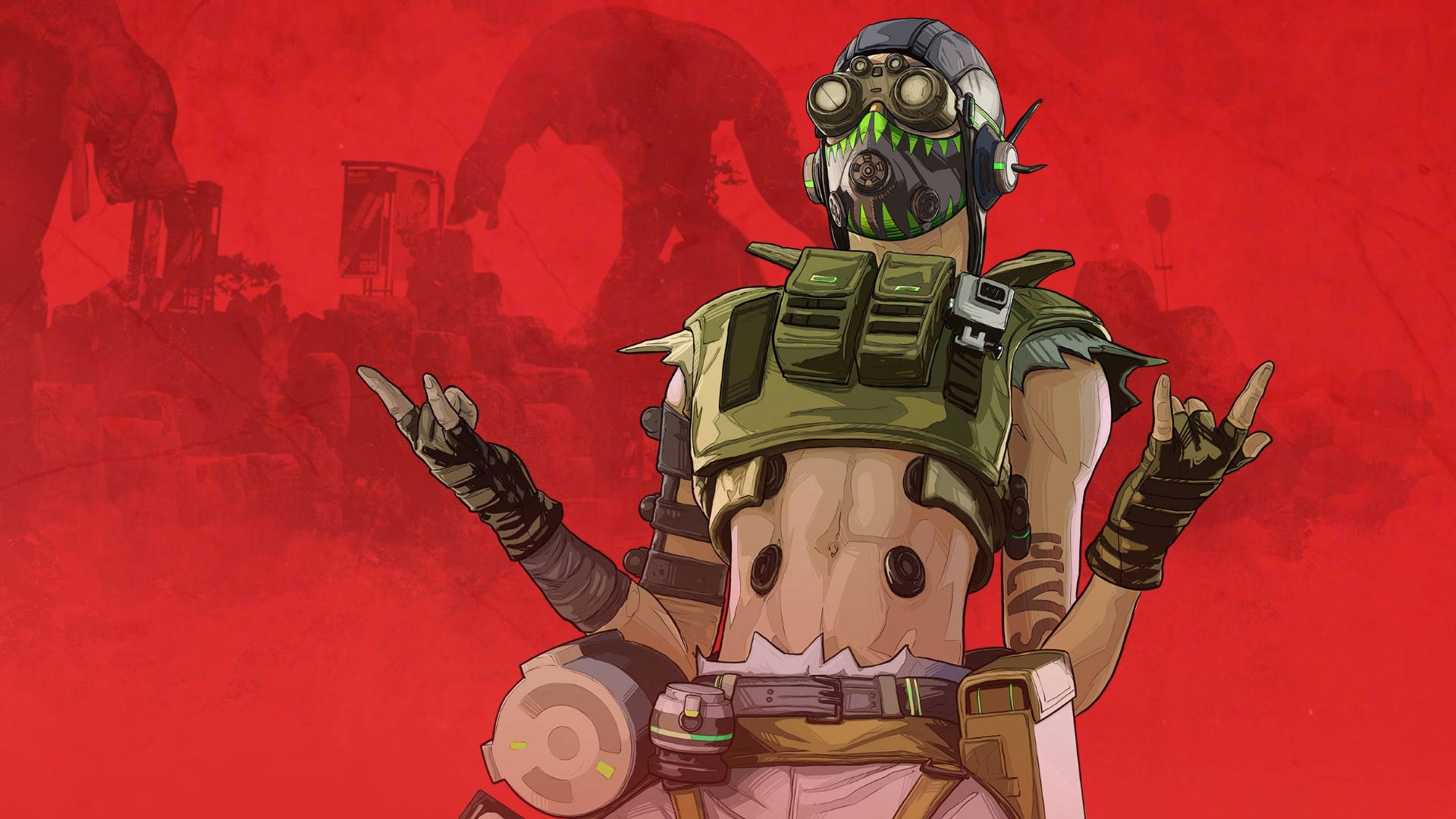 Apex Legends Octane, green vest, tactical gear, Full HD Desktop Wallpaper