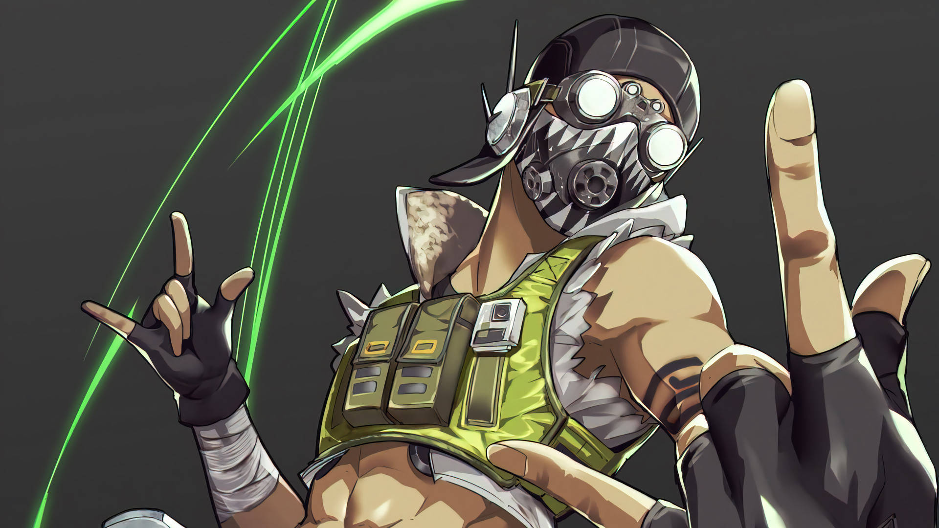 Apex Legends Octane, green vest, glowing green energy streaks, Full HD Desktop Wallpaper