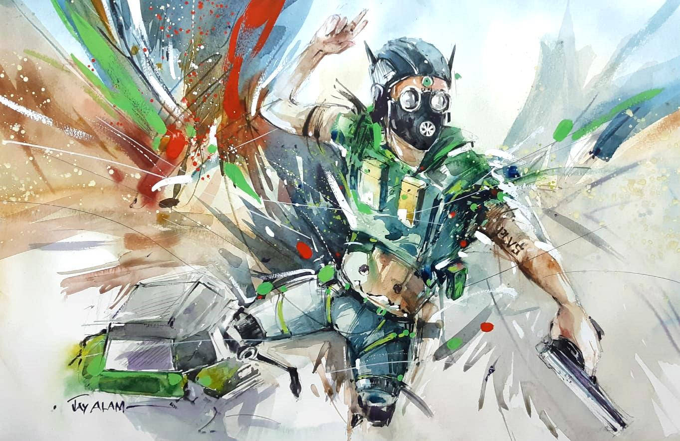Apex Legends Octane, green gear, pistol, HD Desktop Wallpaper