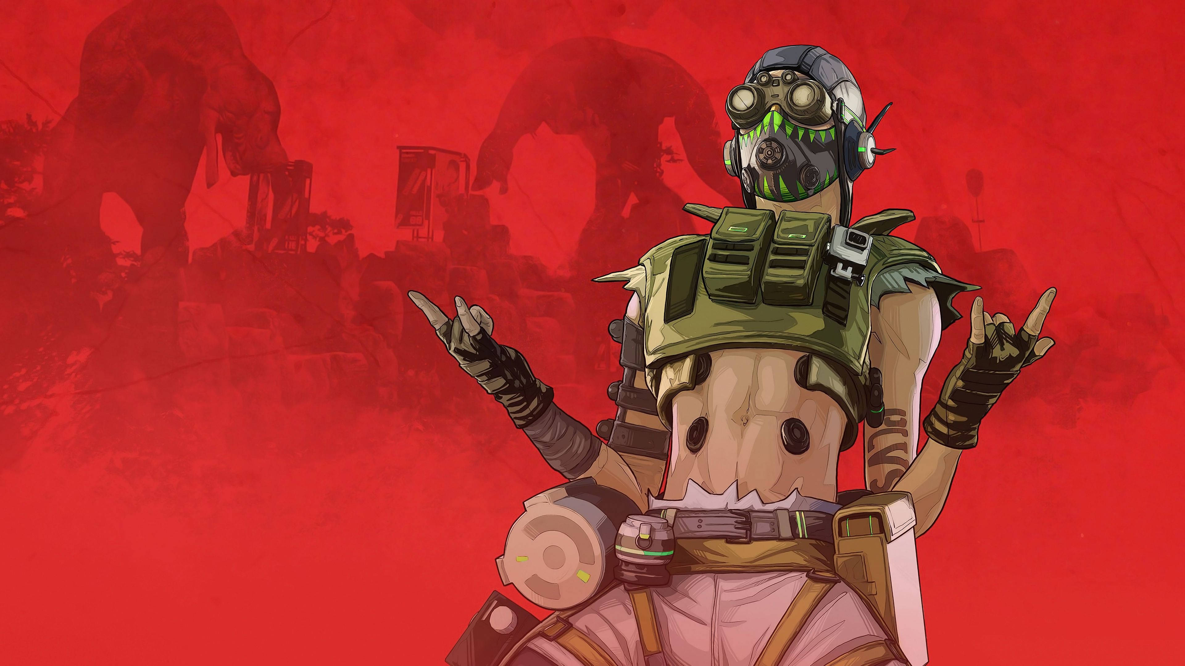 Apex Legends Octane, green tactical gear, gas mask, 4K Desktop Wallpaper