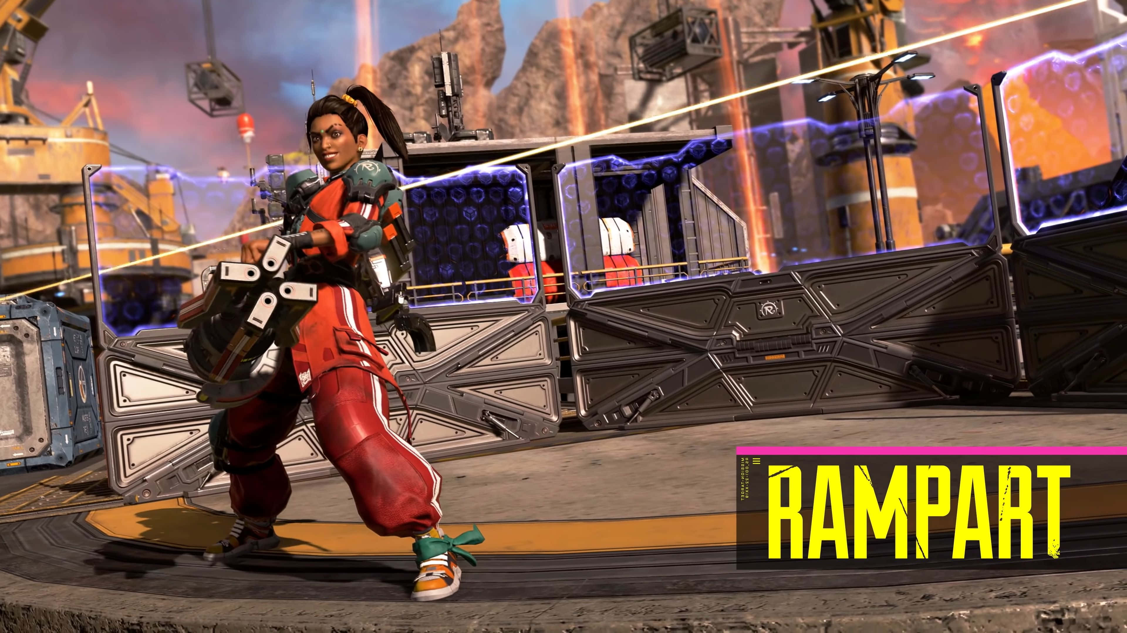 Rampart, Apex Legends, red and orange gear, 4K Desktop Wallpaper