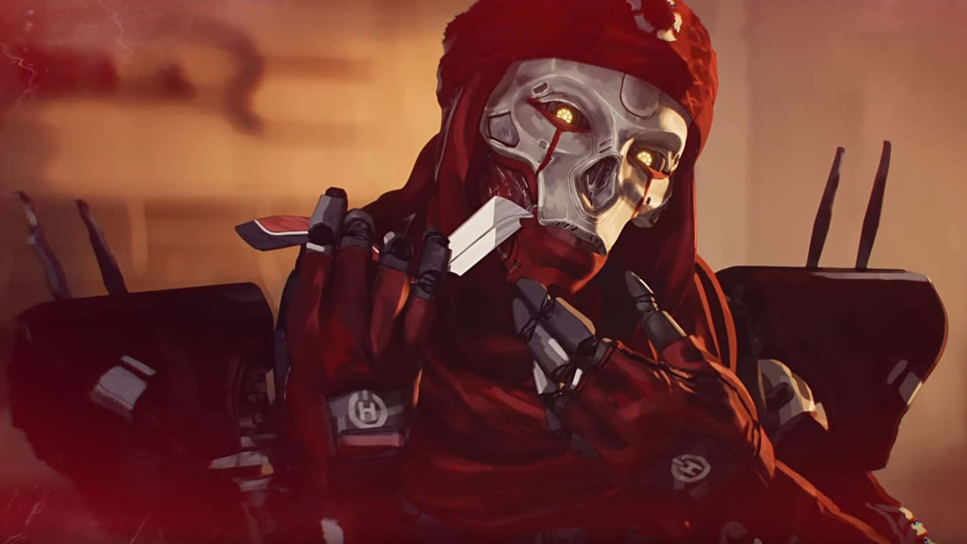 Apex Legends Revenant, cyberpunk skull-faced warrior, red hooded armor, Full HD Desktop Wallpaper