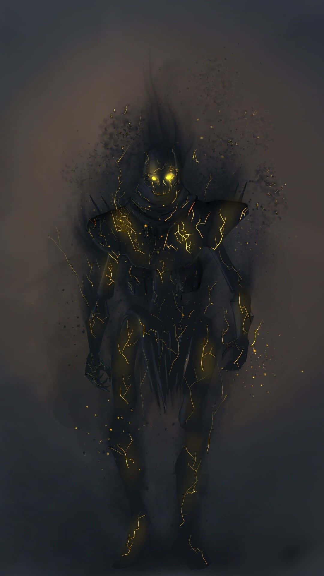 Apex Legends Revenant, smoky gray background, glowing yellow eyes, Full HD Phone Wallpaper