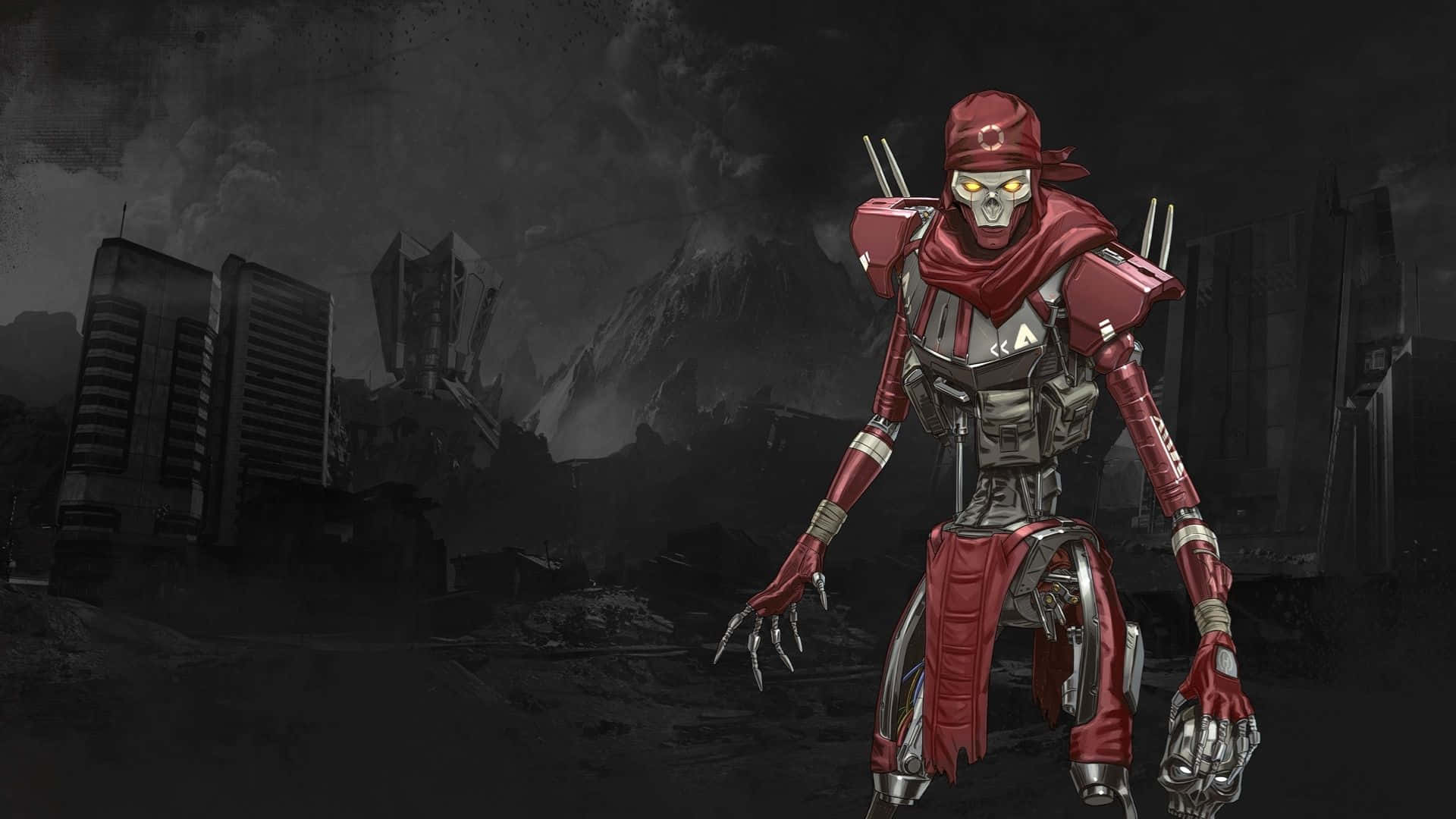 Apex Legends Revenant, red armored skeleton warrior, glowing yellow eyes, Full HD Desktop Wallpaper
